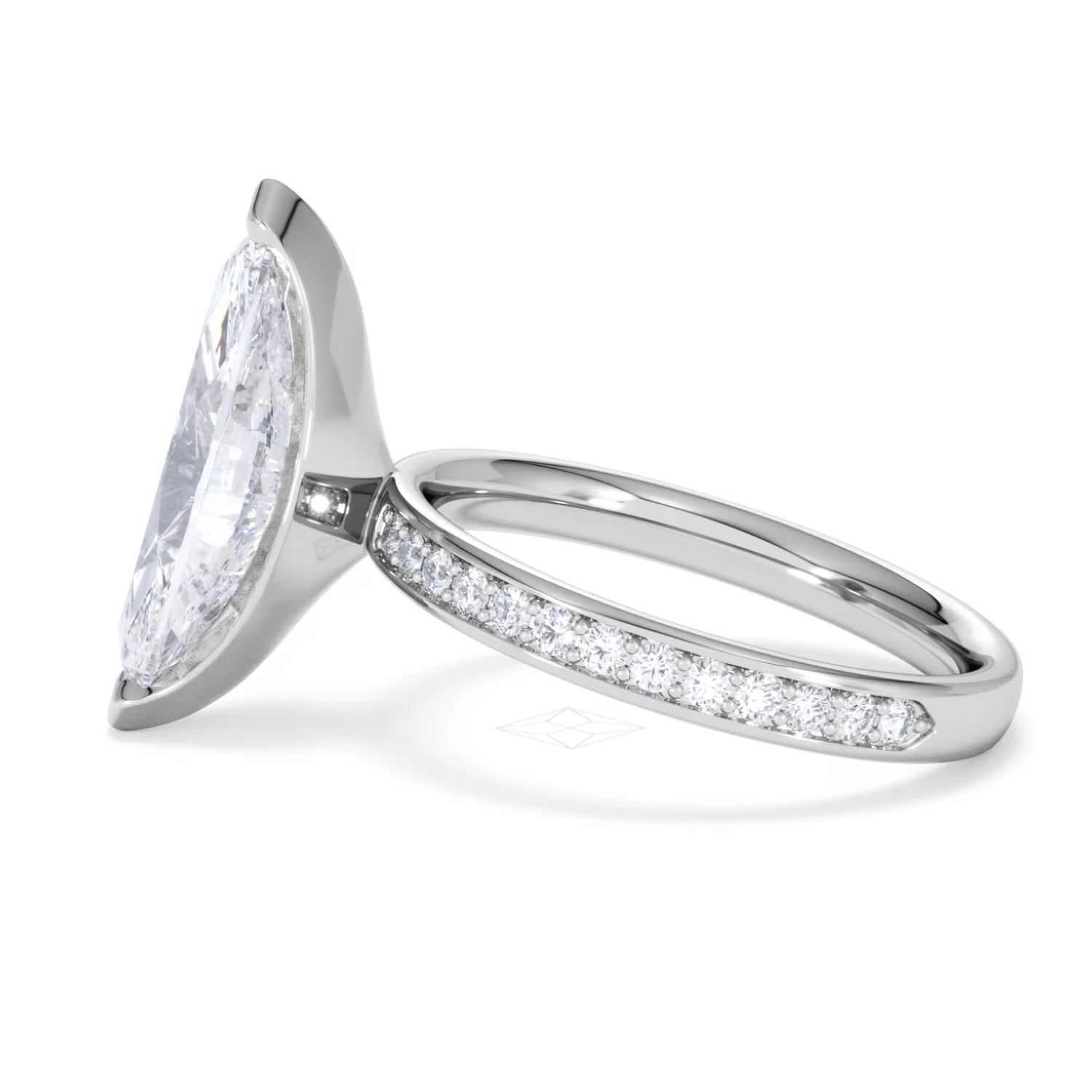 Origin 3.30ct Marquise Cut Lab Diamond Solitaire Engagement Ring with Side Stones in 18K White Gold - Image 67