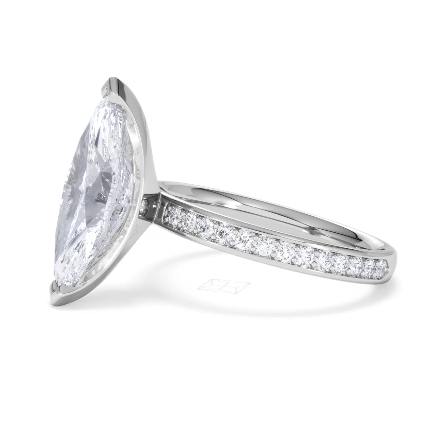 Origin 3.30ct Marquise Cut Lab Diamond Solitaire Engagement Ring with Side Stones in 18K White Gold - Image 72