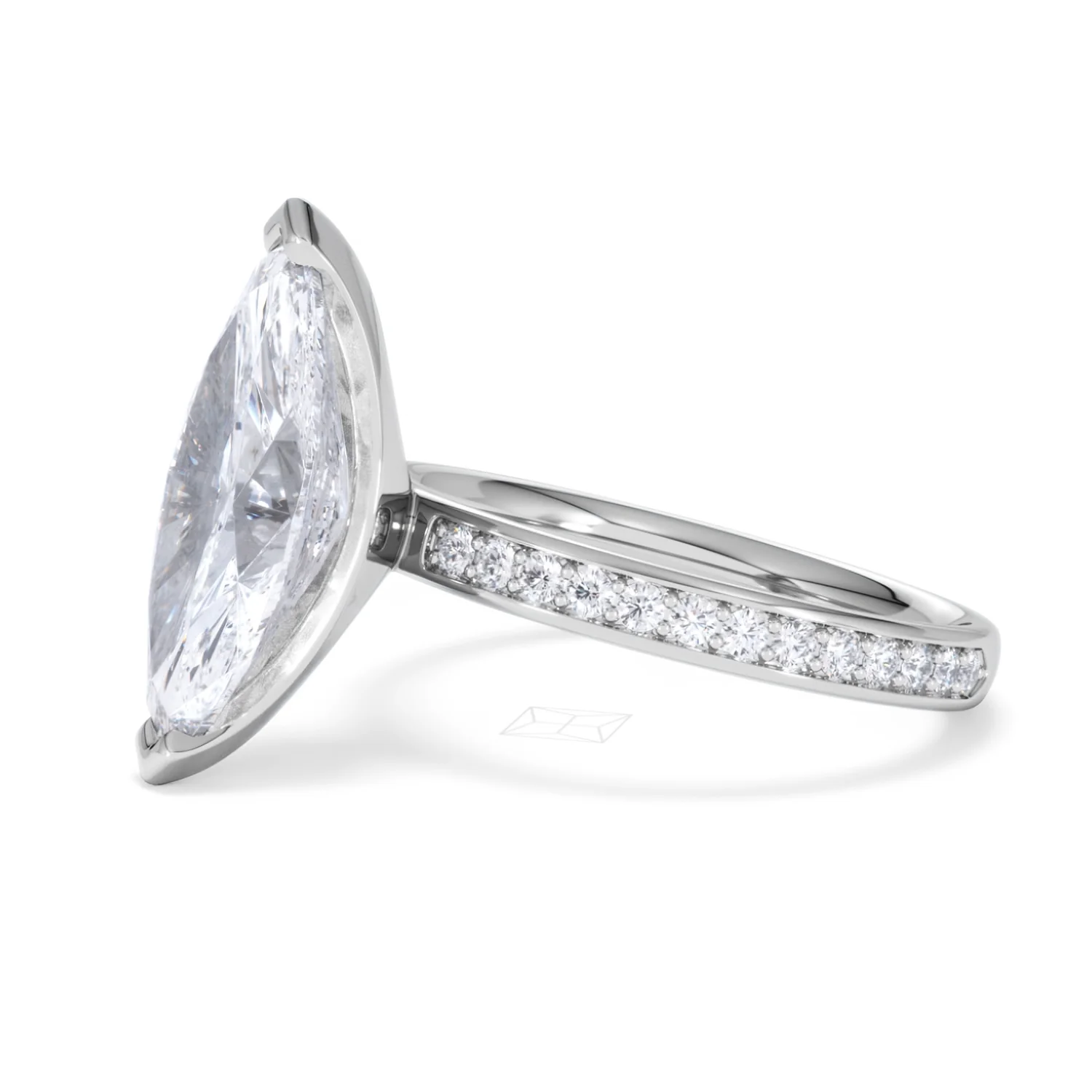 Origin 3.30ct Marquise Cut Lab Diamond Solitaire Engagement Ring with Side Stones in 18K White Gold - Image 73