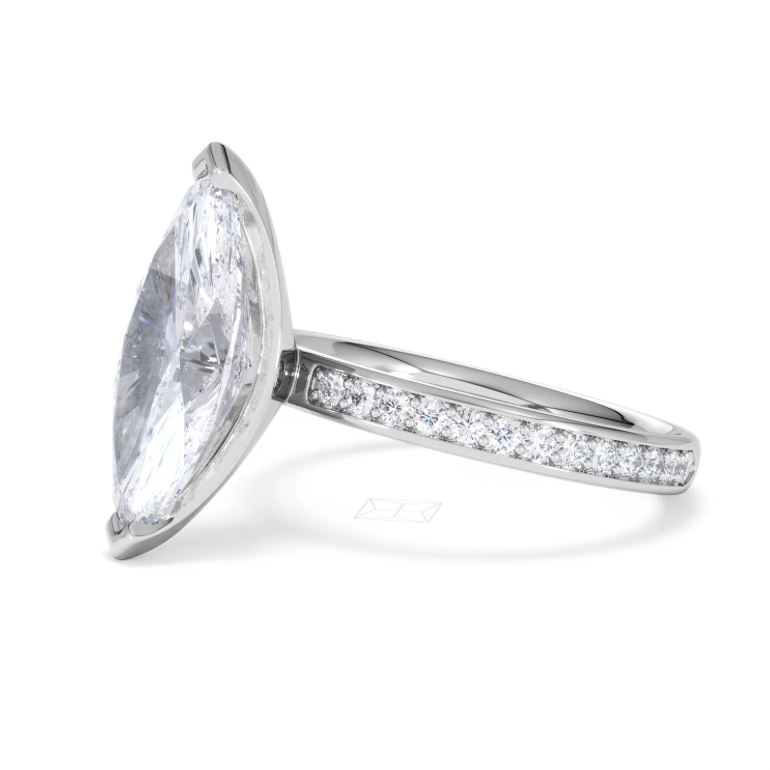 Origin 3.30ct Marquise Cut Lab Diamond Solitaire Engagement Ring with Side Stones in 18K White Gold - Image 74