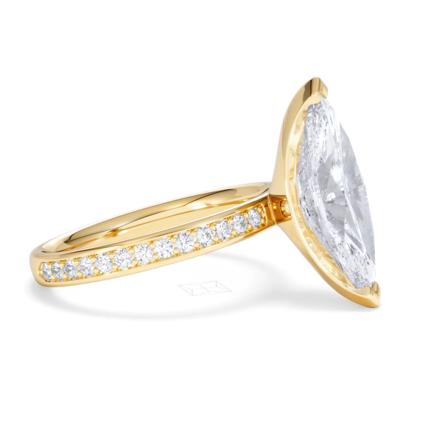 Origin 3.30ct Marquise Cut Lab Diamond Solitaire Engagement Ring with Side Stones in 18K Yellow Gold - Image 22