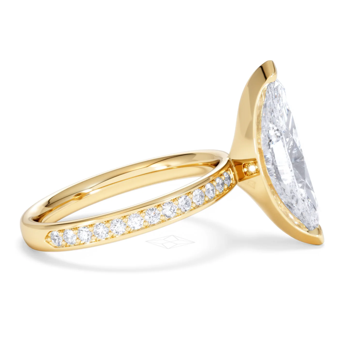 Origin 3.30ct Marquise Cut Lab Diamond Solitaire Engagement Ring with Side Stones in 18K Yellow Gold - Image 26