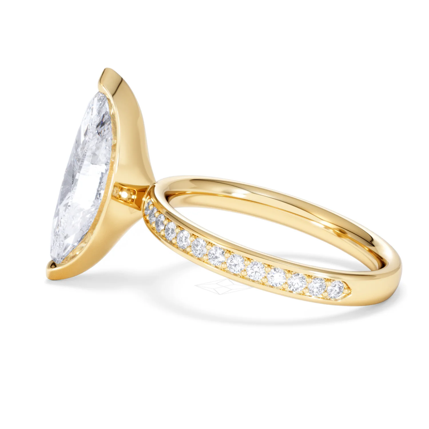 Origin 3.30ct Marquise Cut Lab Diamond Solitaire Engagement Ring with Side Stones in 18K Yellow Gold - Image 65
