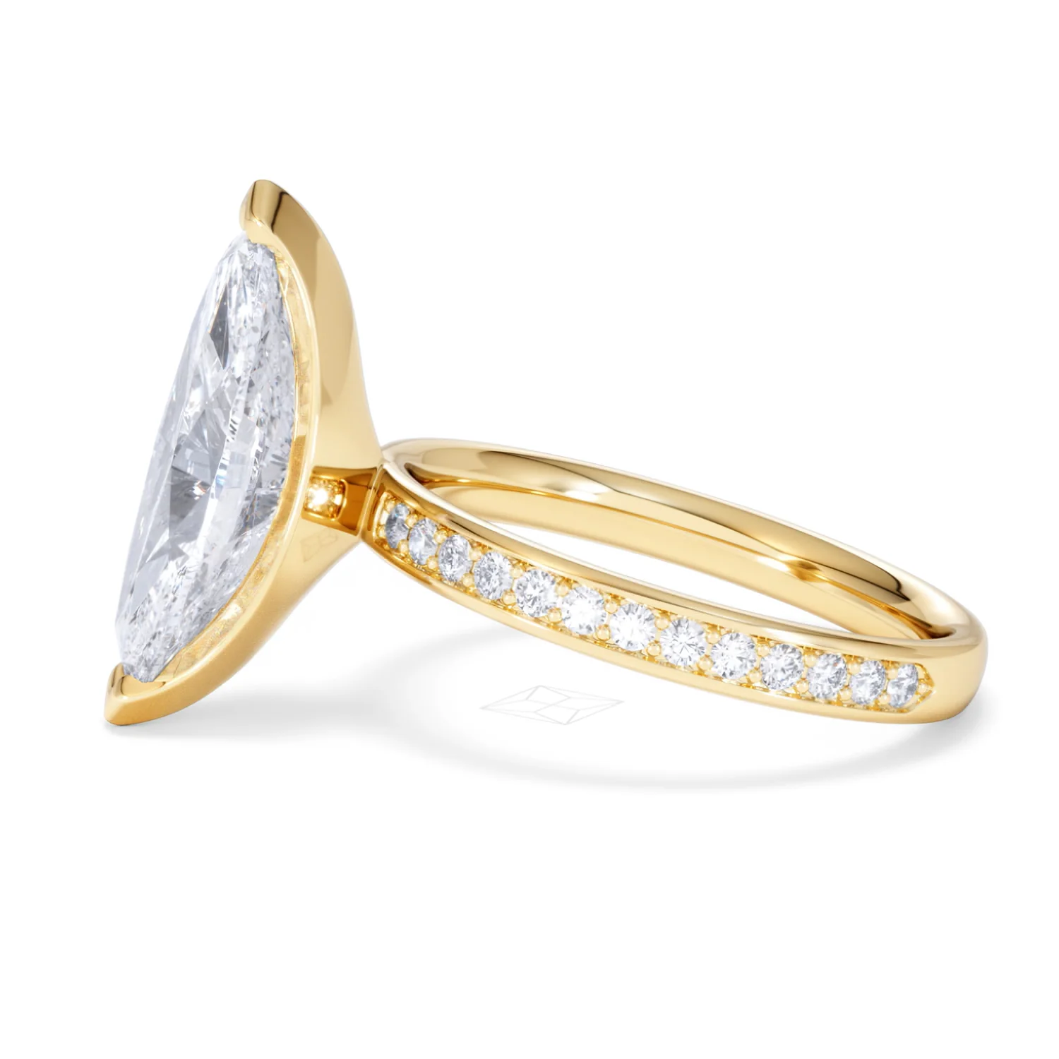Origin 3.30ct Marquise Cut Lab Diamond Solitaire Engagement Ring with Side Stones in 18K Yellow Gold - Image 69
