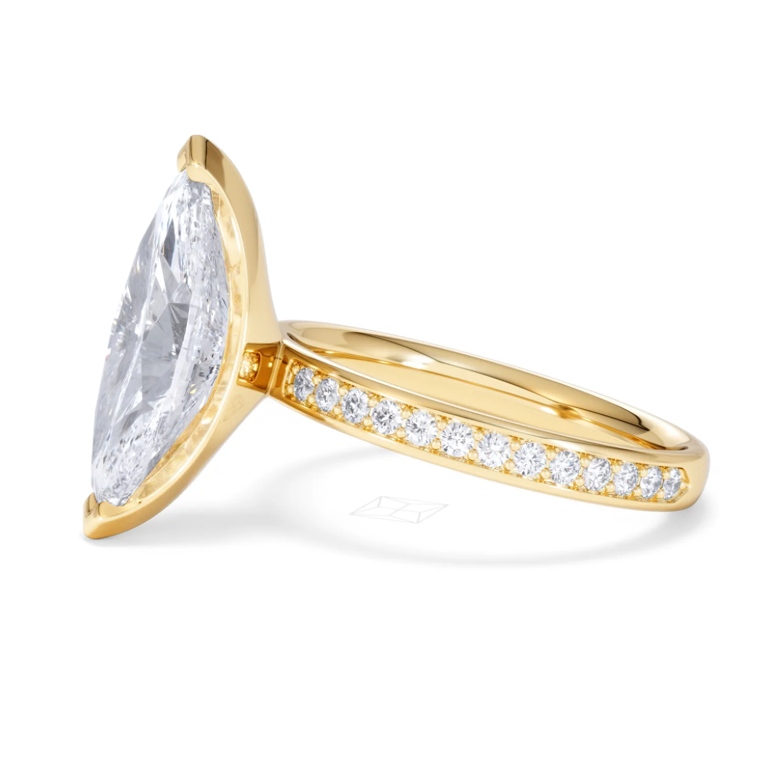 Origin 3.30ct Marquise Cut Lab Diamond Solitaire Engagement Ring with Side Stones in 18K Yellow Gold - Image 71