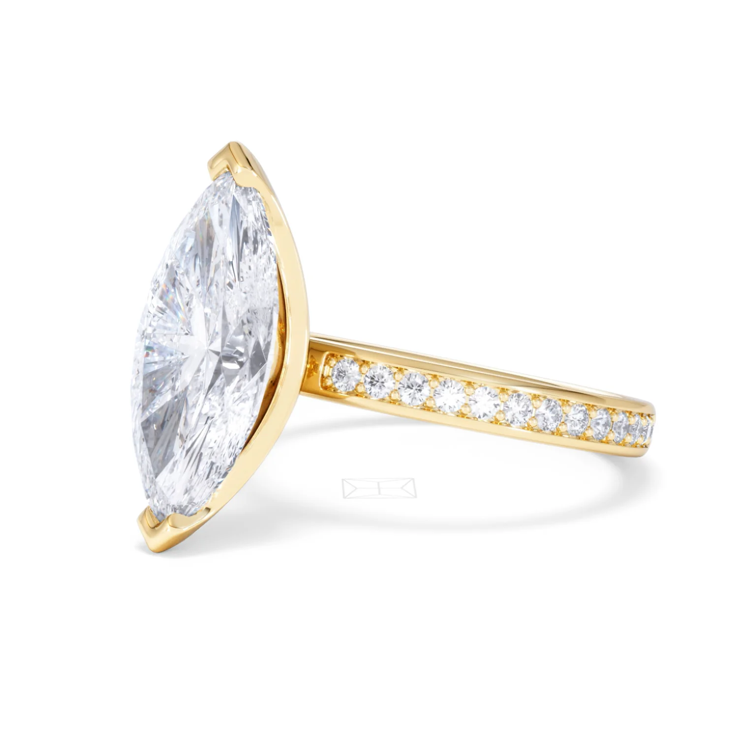 Origin 3.30ct Marquise Cut Lab Diamond Solitaire Engagement Ring with Side Stones in 18K Yellow Gold - Image 77