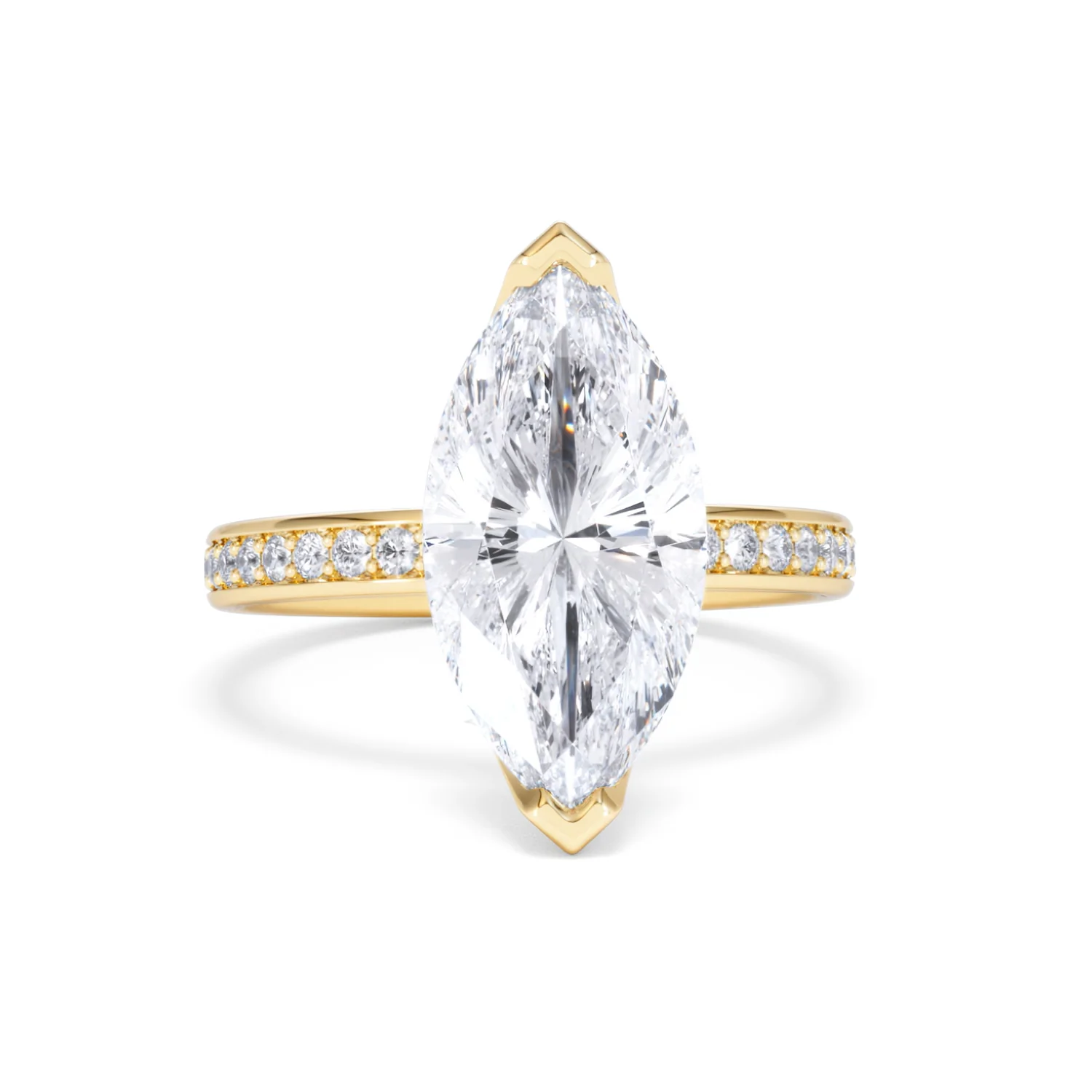 Origin 3.30ct Marquise Cut Lab Diamond Solitaire Engagement Ring with Side Stones in 18K Yellow Gold - Image 8