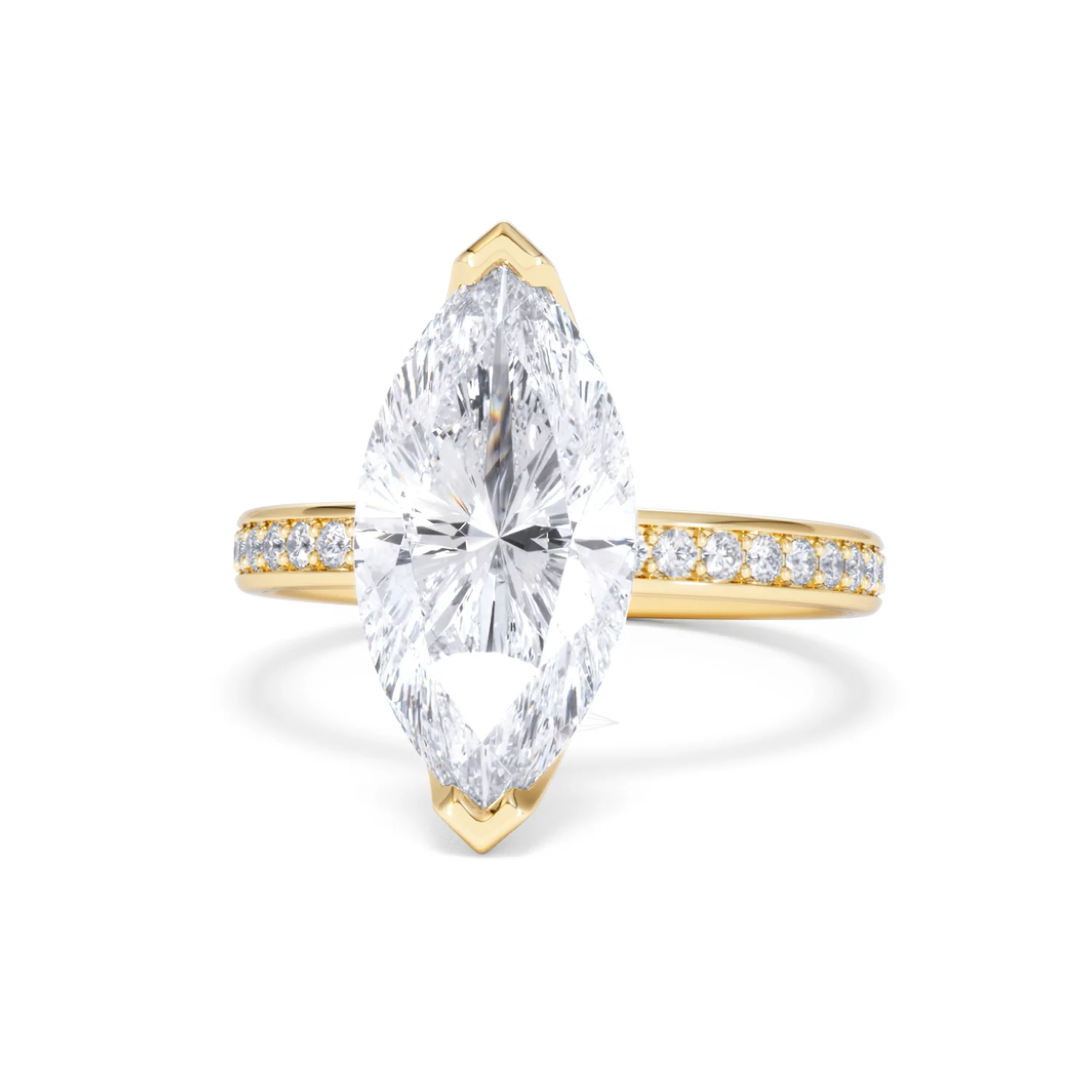 Origin 3.30ct Marquise Cut Lab Diamond Solitaire Engagement Ring with Side Stones in 18K Yellow Gold - Image 85