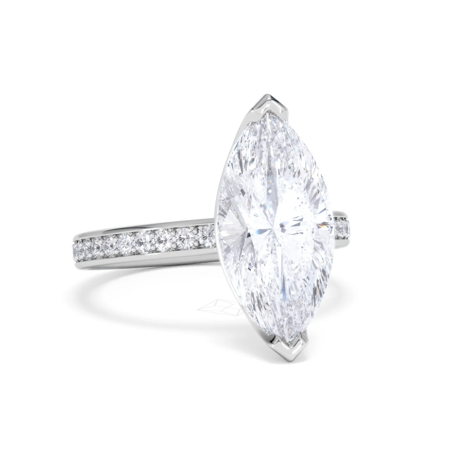 Origin 3.30ct Marquise Cut Lab Diamond Solitaire Engagement Ring with Side Stones in Platinum - Image 11