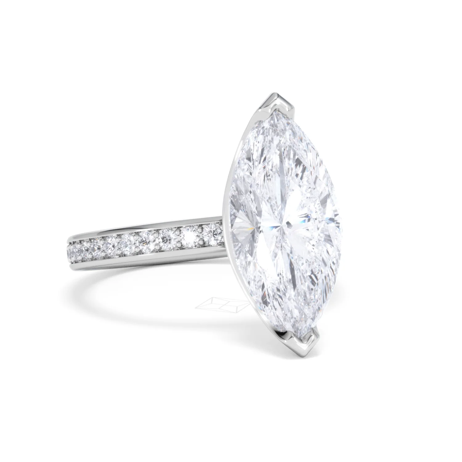 Origin 3.30ct Marquise Cut Lab Diamond Solitaire Engagement Ring with Side Stones in Platinum - Image 12
