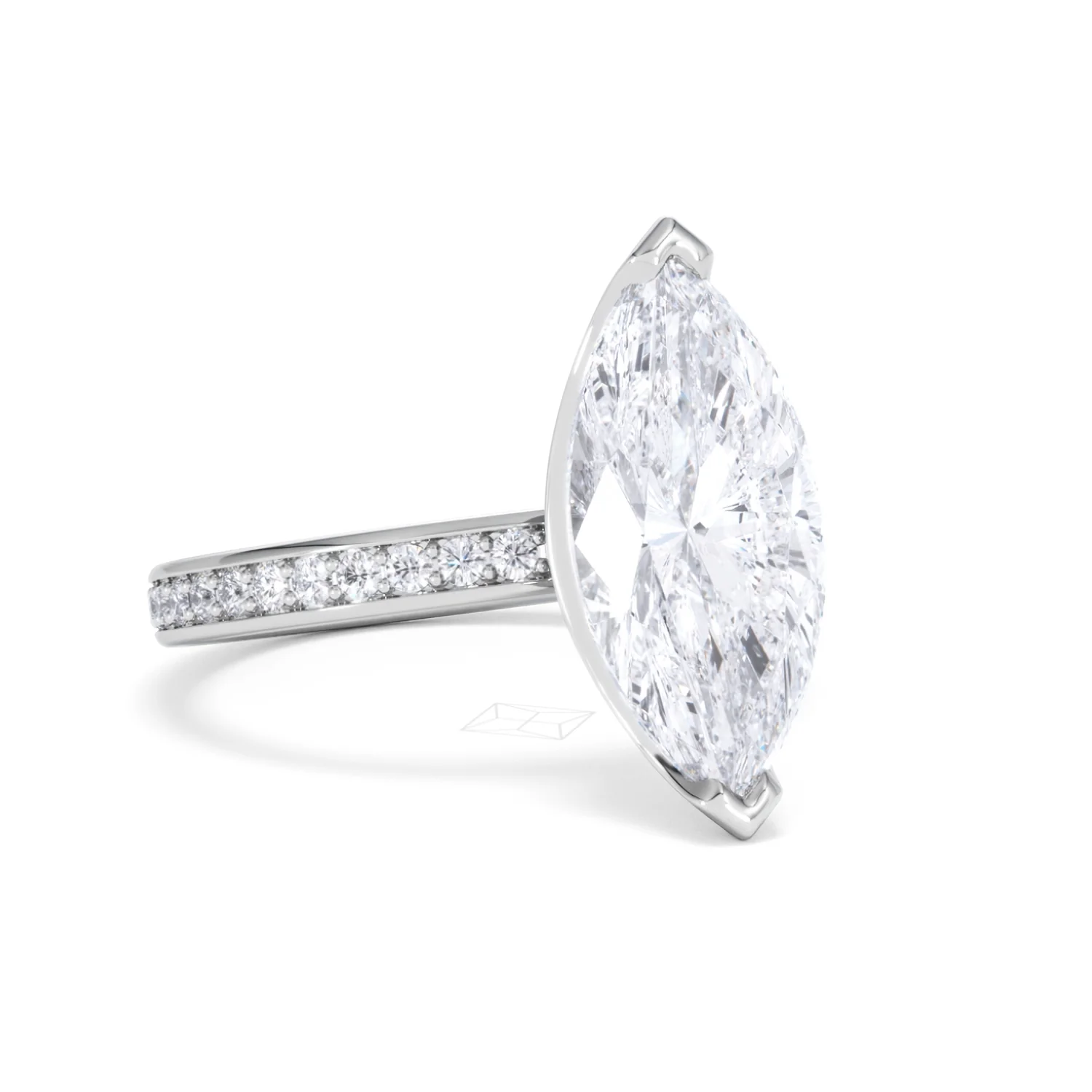 Origin 3.30ct Marquise Cut Lab Diamond Solitaire Engagement Ring with Side Stones in Platinum - Image 13
