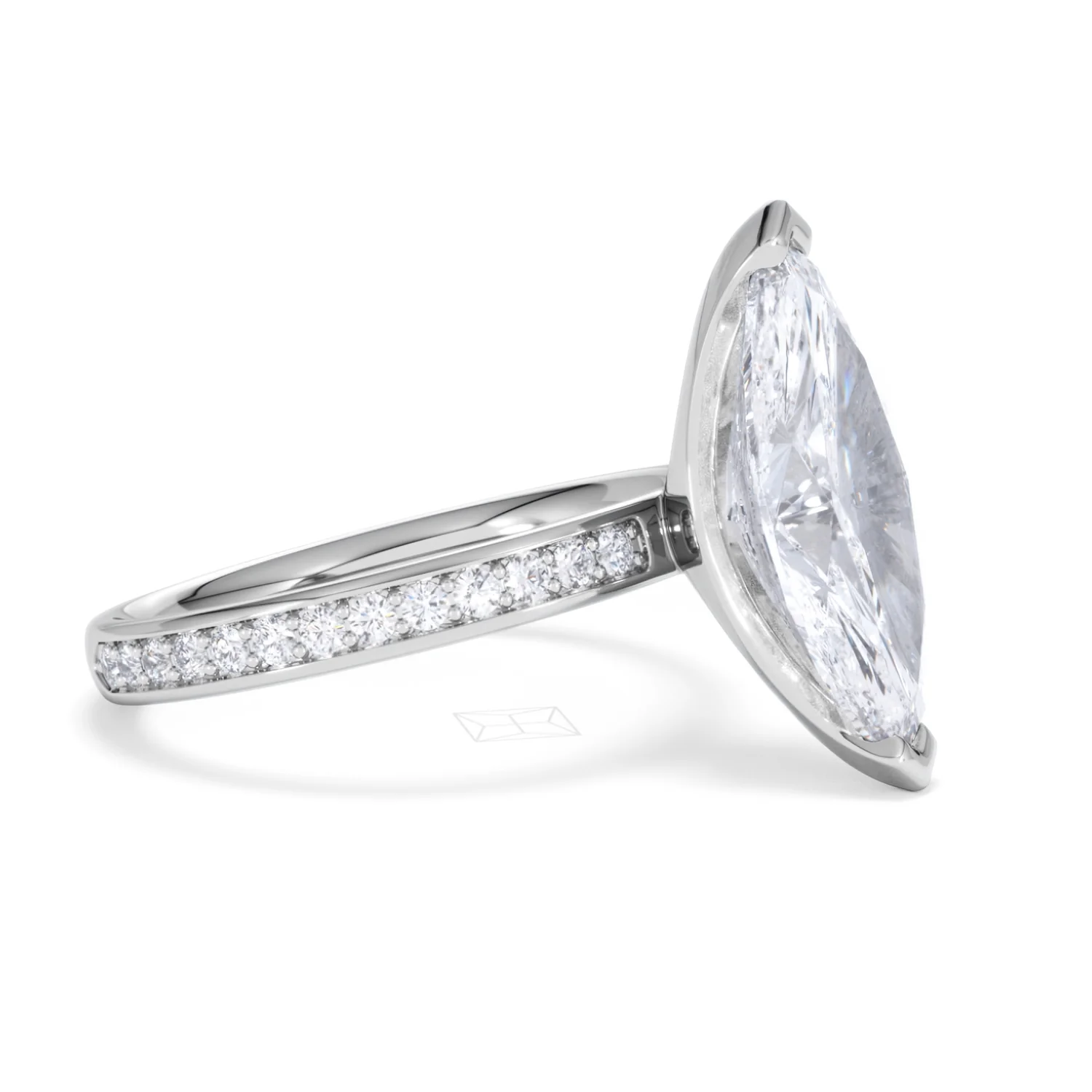 Origin 3.30ct Marquise Cut Lab Diamond Solitaire Engagement Ring with Side Stones in Platinum - Image 20