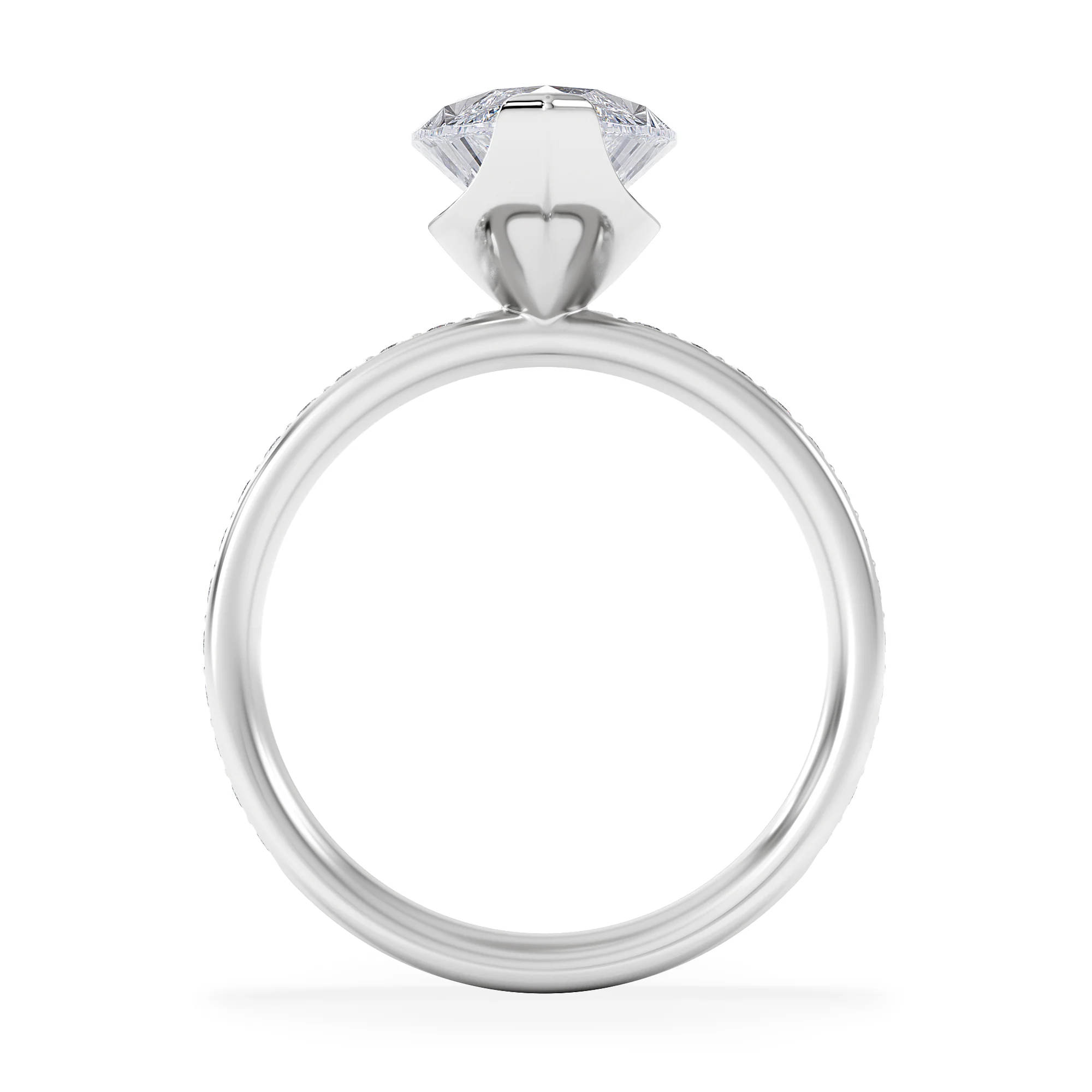 Origin 3.30ct Marquise Cut Lab Diamond Solitaire Engagement Ring with Side Stones in Platinum - Image 3