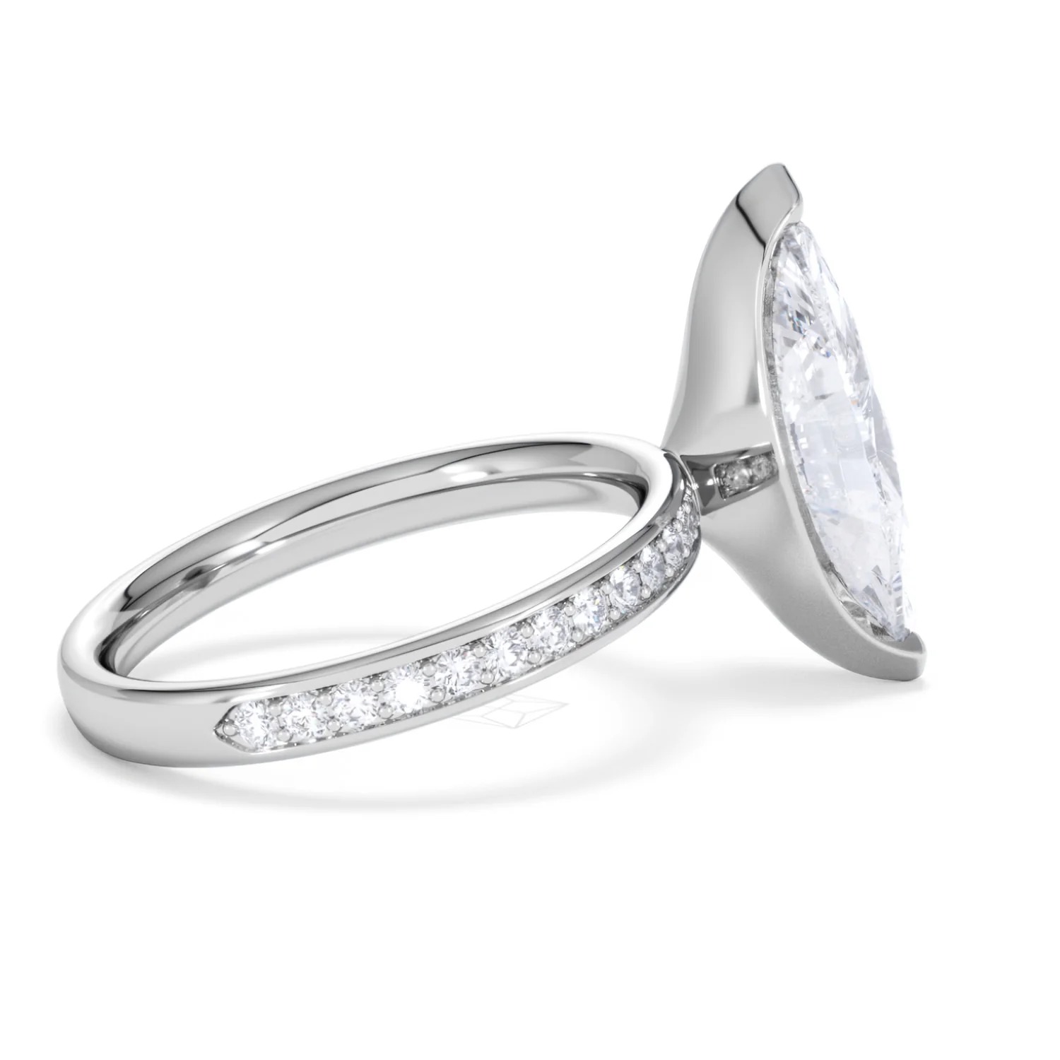 Origin 3.30ct Marquise Cut Lab Diamond Solitaire Engagement Ring with Side Stones in Platinum - Image 30