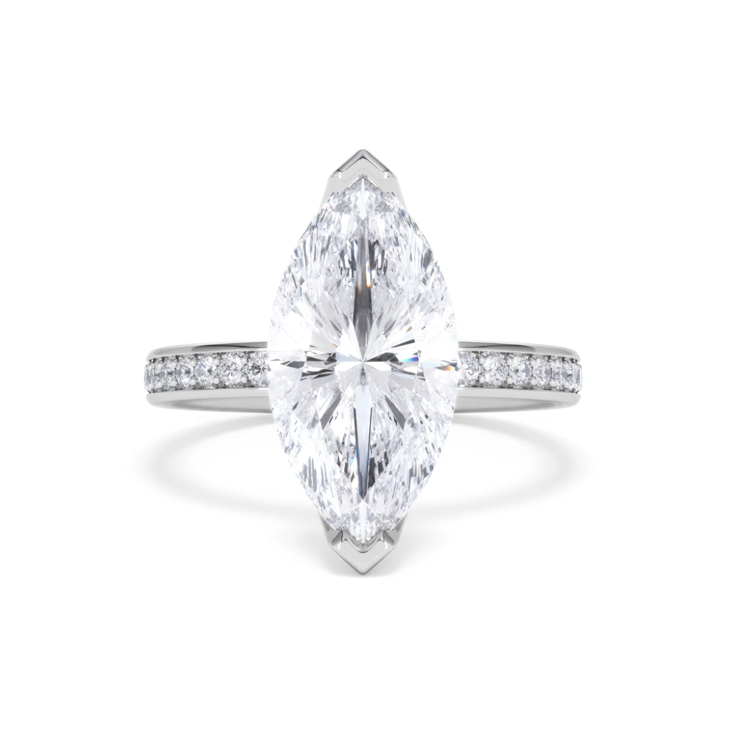Origin 3.30ct Marquise Cut Lab Diamond Solitaire Engagement Ring with Side Stones in Platinum - Image 7