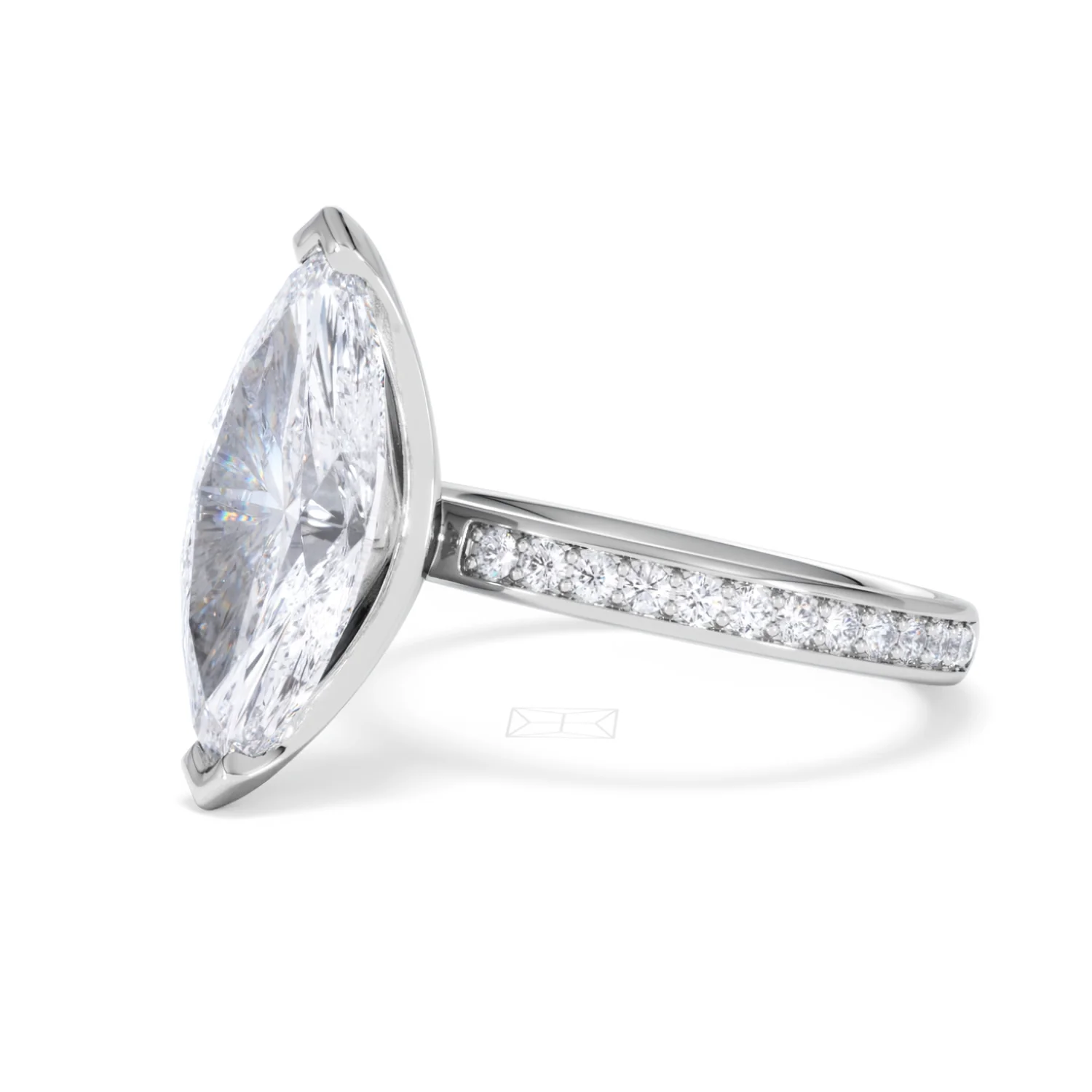 Origin 3.30ct Marquise Cut Lab Diamond Solitaire Engagement Ring with Side Stones in Platinum - Image 76