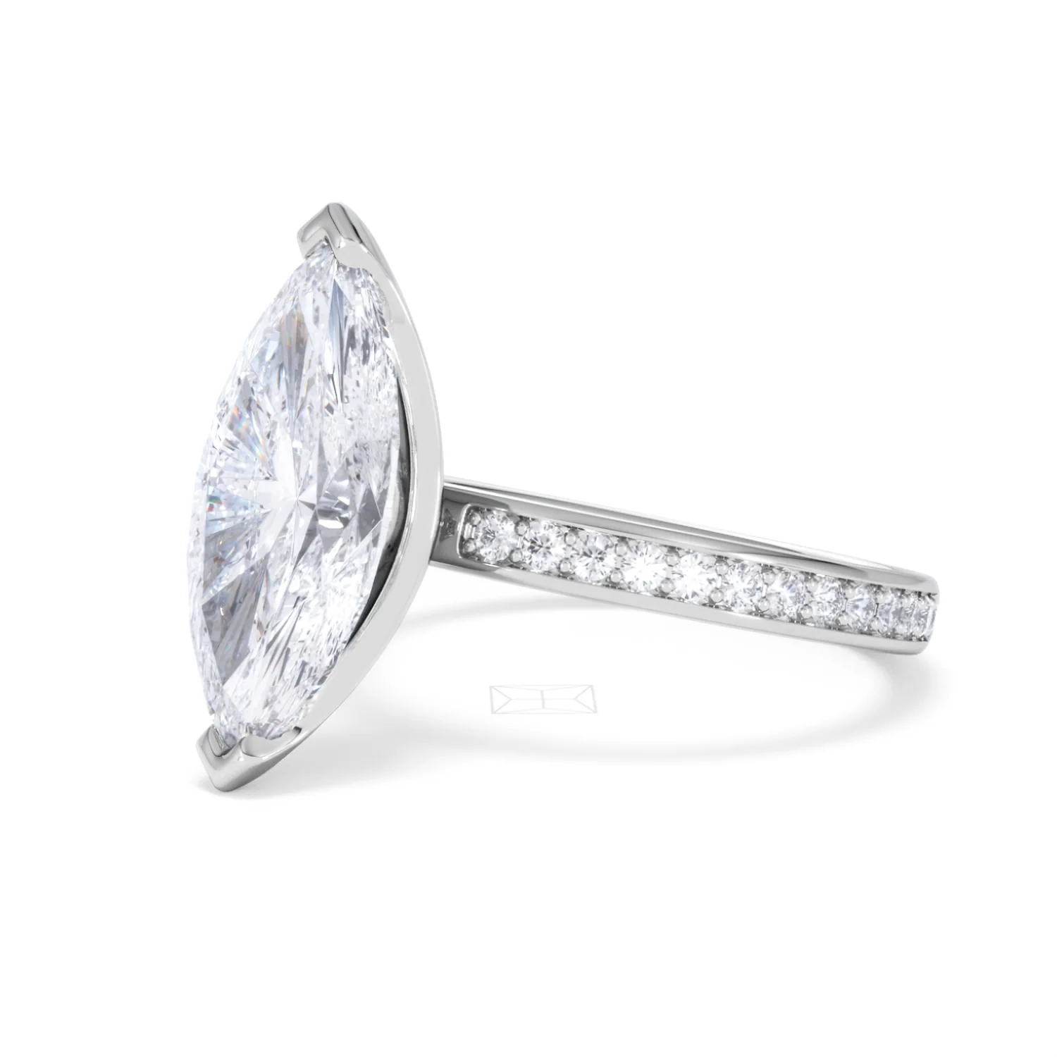 Origin 3.30ct Marquise Cut Lab Diamond Solitaire Engagement Ring with Side Stones in Platinum - Image 77