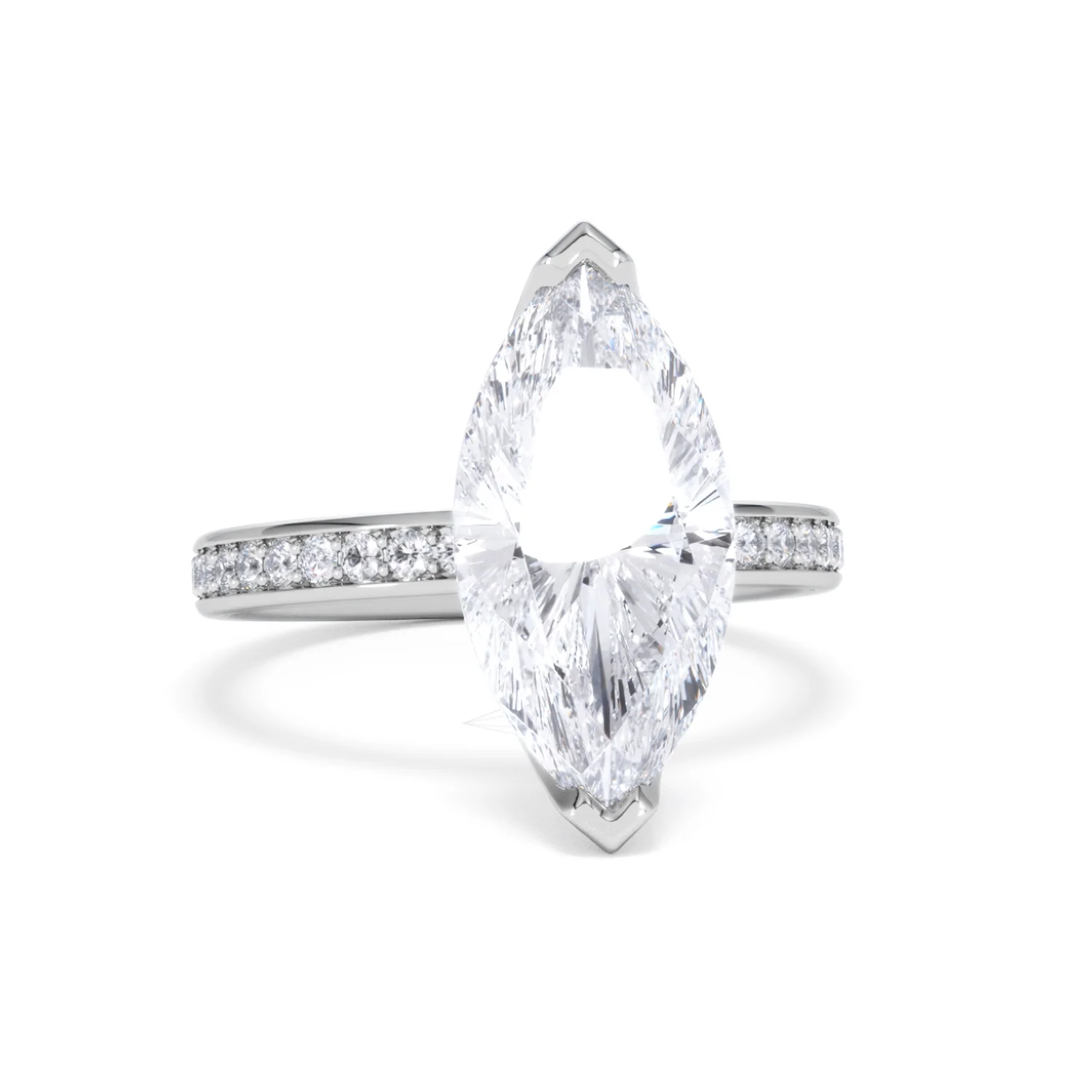 Origin 3.30ct Marquise Cut Lab Diamond Solitaire Engagement Ring with Side Stones in Platinum - Image 9