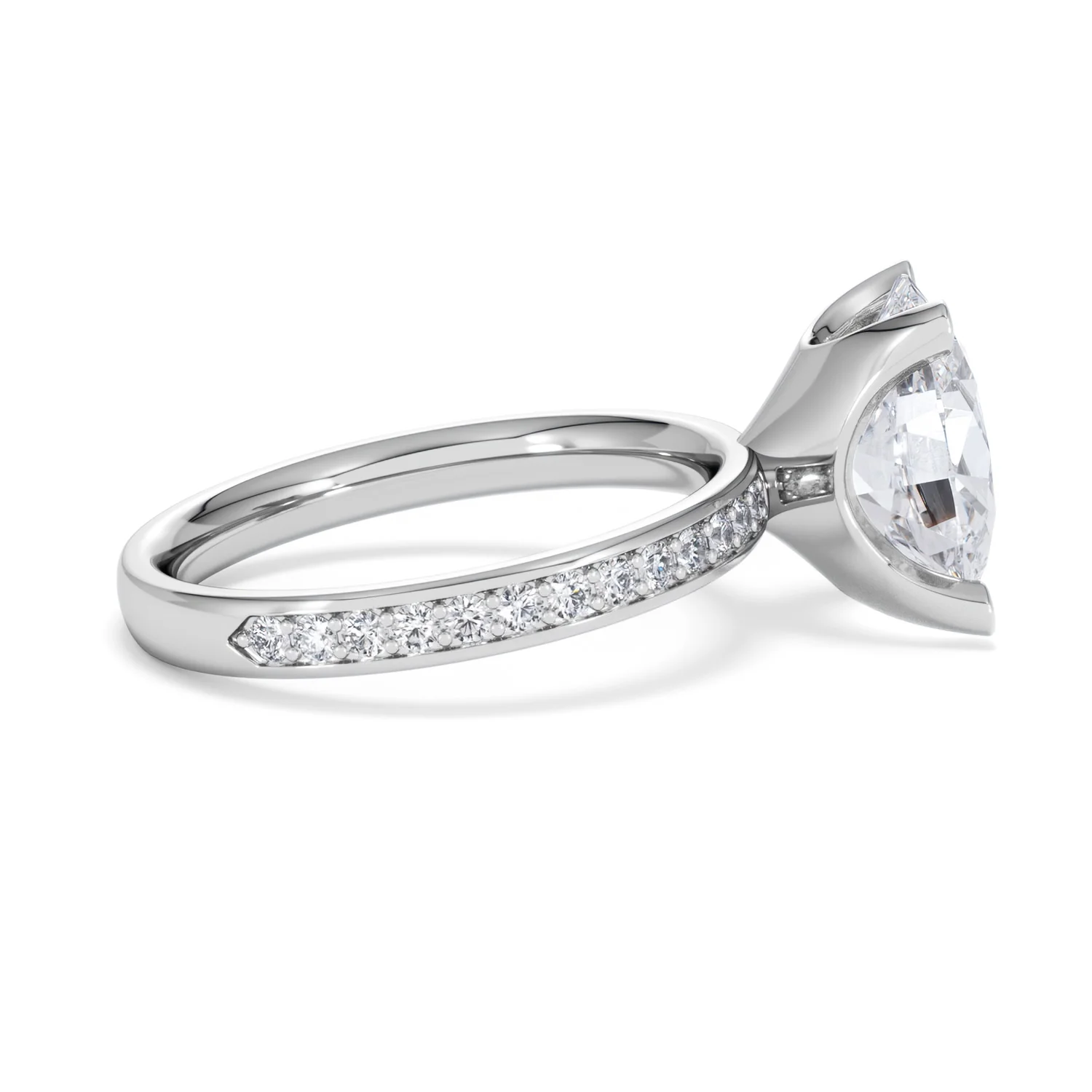 Origin 3.30ct Oval Cut Lab Diamond Solitaire Engagement Ring with Side Stones in 18K White Gold - Image 28