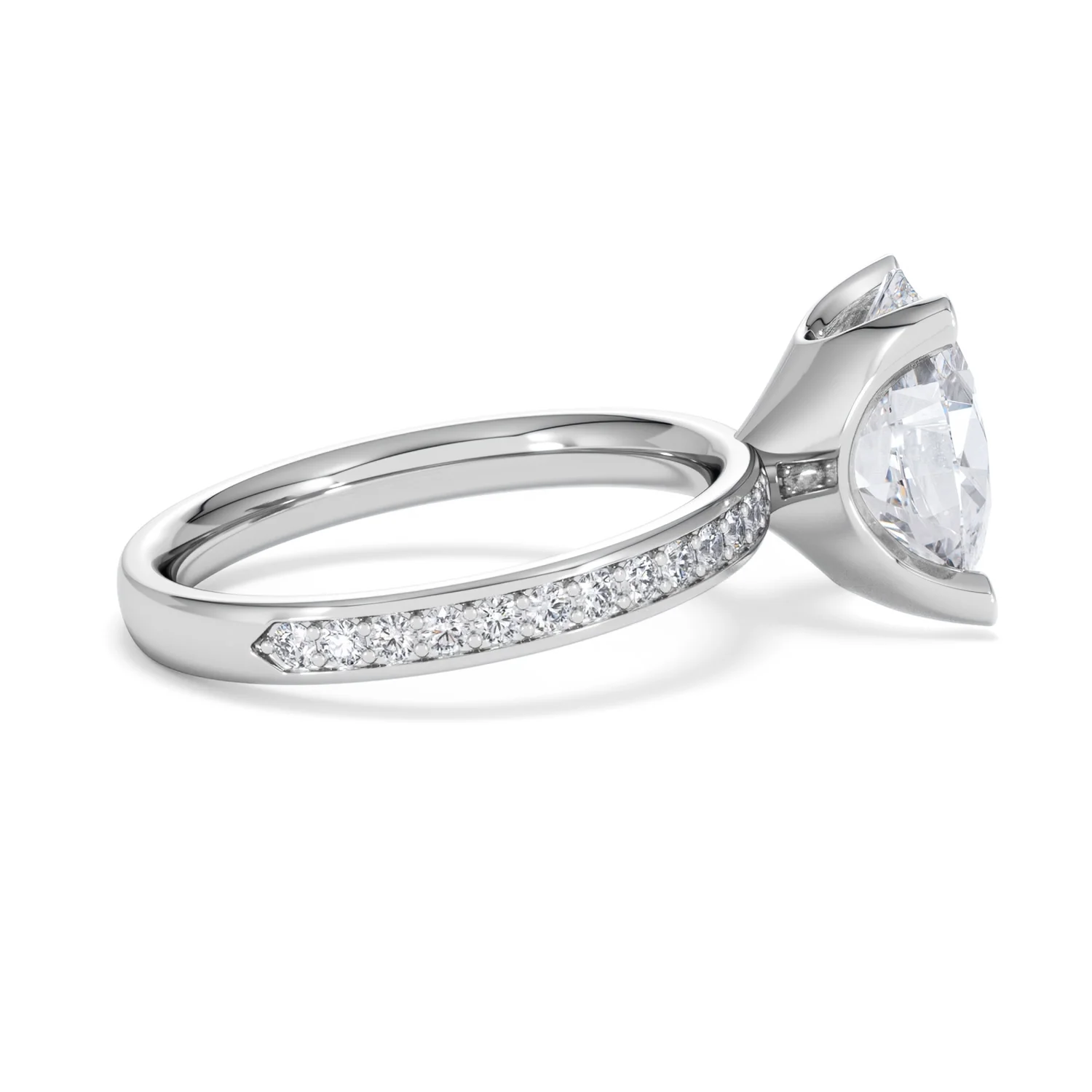 Origin 3.30ct Oval Cut Lab Diamond Solitaire Engagement Ring with Side Stones in 18K White Gold - Image 29