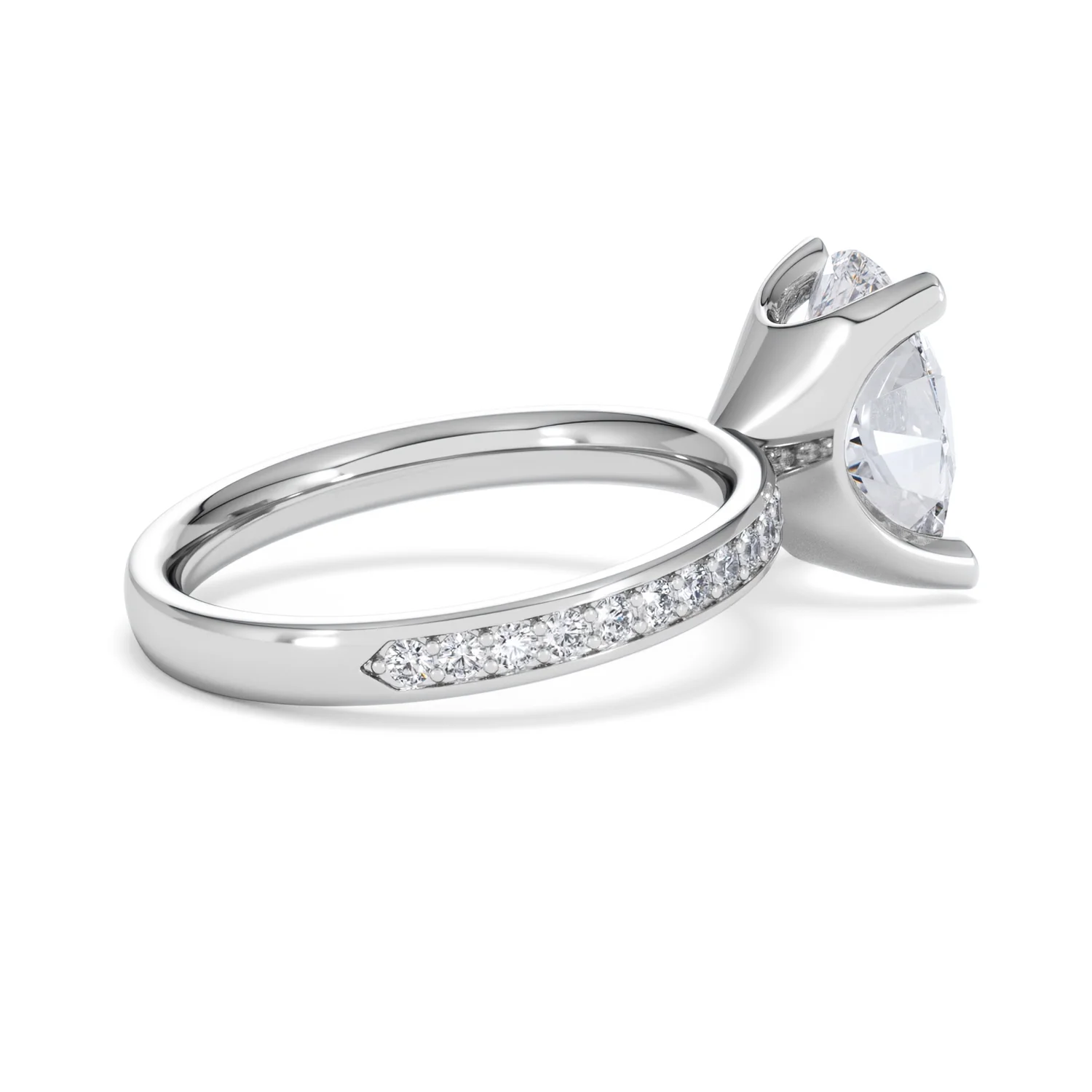 Origin 3.30ct Oval Cut Lab Diamond Solitaire Engagement Ring with Side Stones in 18K White Gold - Image 33