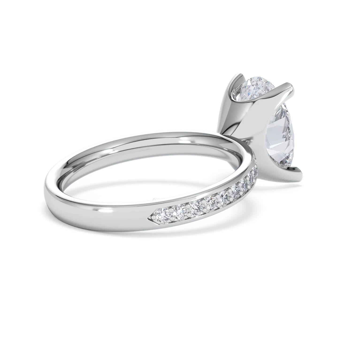Origin 3.30ct Oval Cut Lab Diamond Solitaire Engagement Ring with Side Stones in 18K White Gold - Image 36