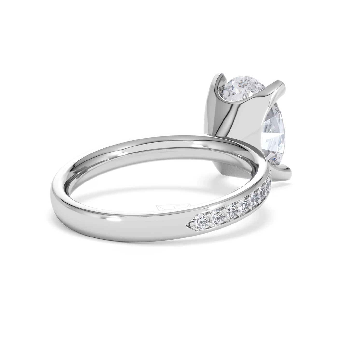 Origin 3.30ct Oval Cut Lab Diamond Solitaire Engagement Ring with Side Stones in 18K White Gold - Image 39