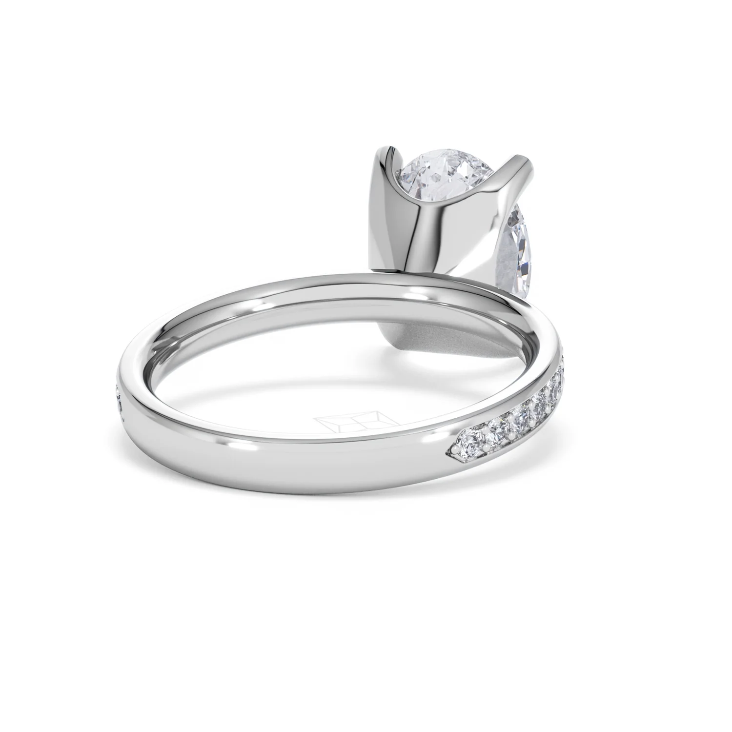 Origin 3.30ct Oval Cut Lab Diamond Solitaire Engagement Ring with Side Stones in 18K White Gold - Image 42