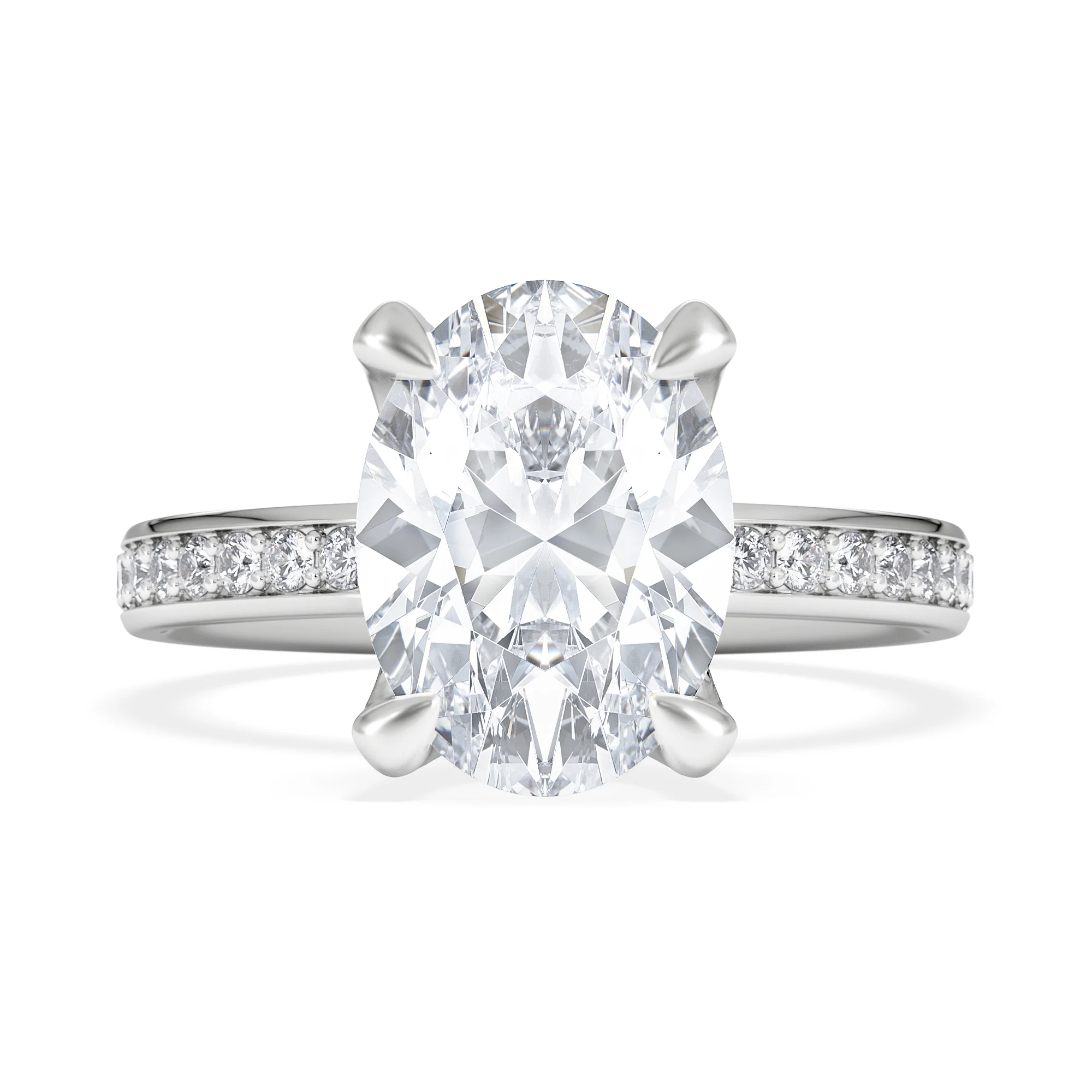 Origin 3.30ct Oval Cut Lab Diamond Solitaire Engagement Ring with Side Stones in 18K White Gold - Image 6
