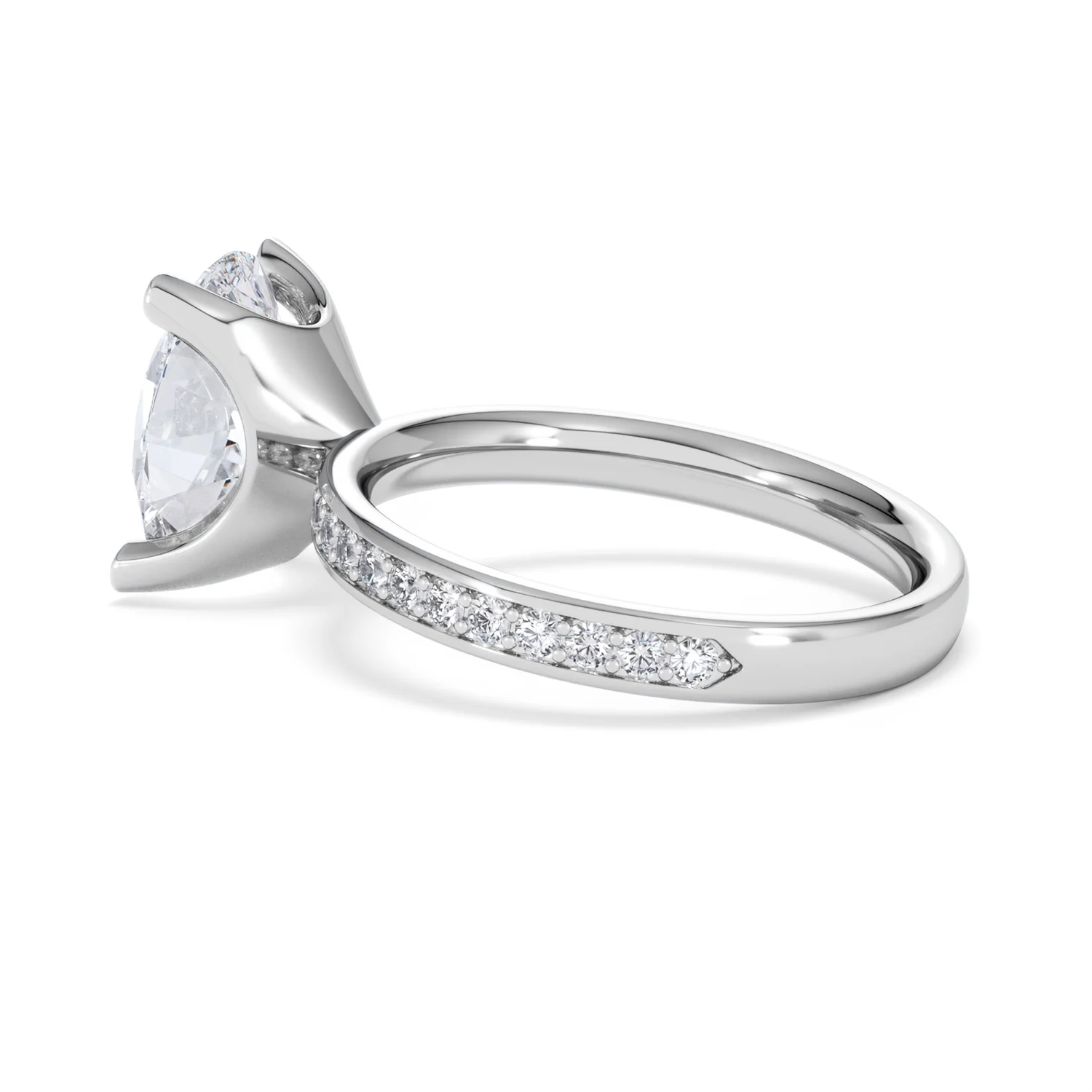 Origin 3.30ct Oval Cut Lab Diamond Solitaire Engagement Ring with Side Stones in 18K White Gold - Image 61