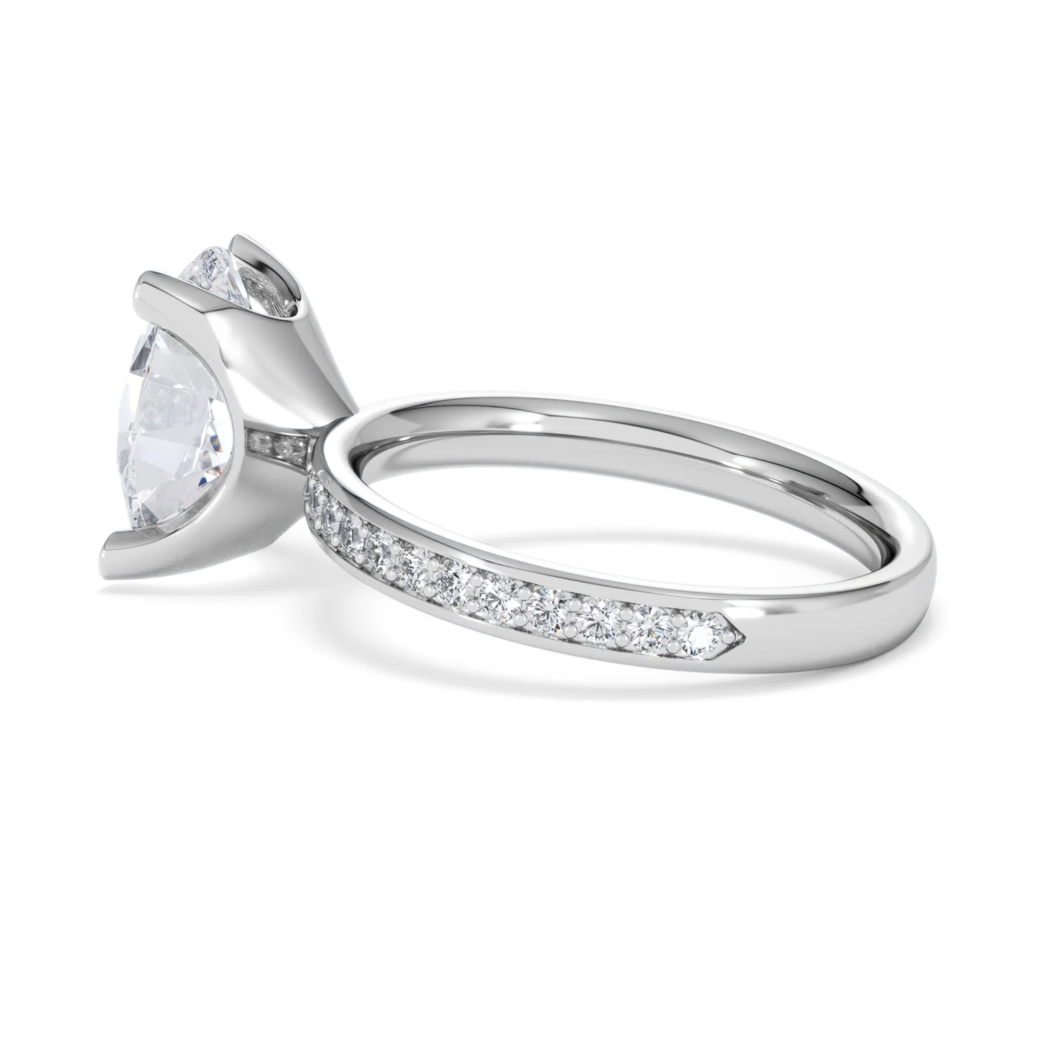 Origin 3.30ct Oval Cut Lab Diamond Solitaire Engagement Ring with Side Stones in 18K White Gold - Image 62