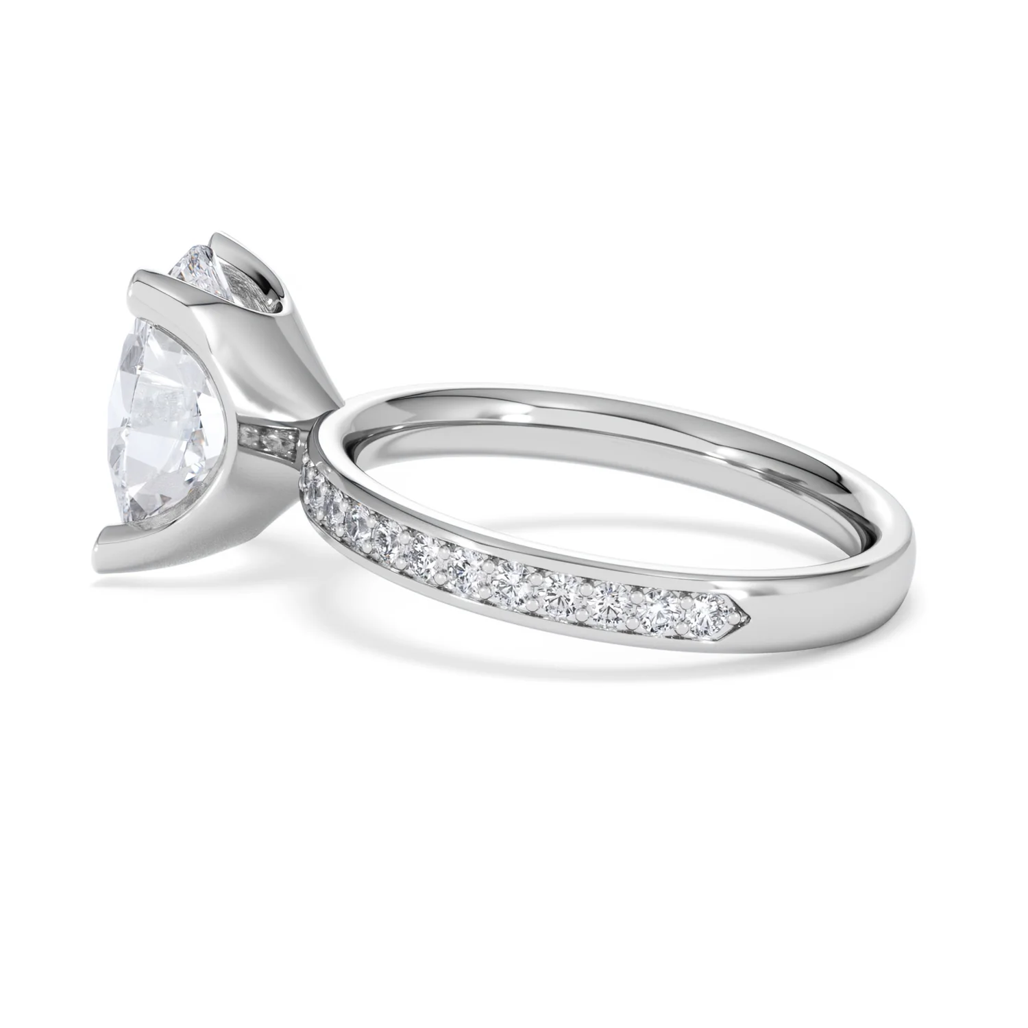Origin 3.30ct Oval Cut Lab Diamond Solitaire Engagement Ring with Side Stones in 18K White Gold - Image 63