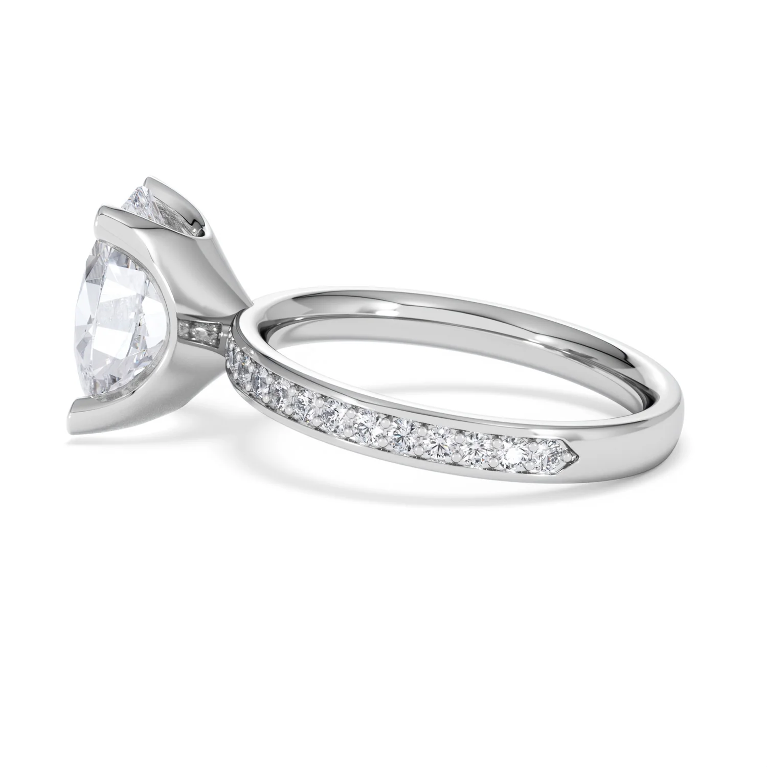 Origin 3.30ct Oval Cut Lab Diamond Solitaire Engagement Ring with Side Stones in 18K White Gold - Image 64