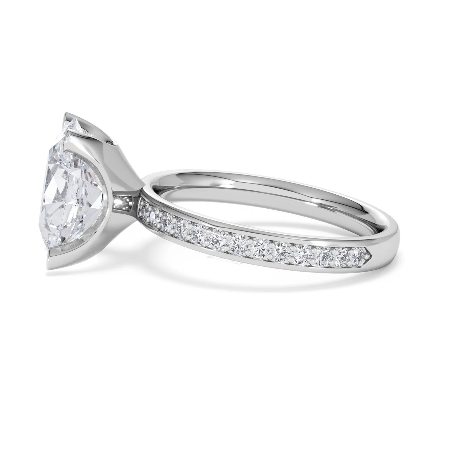 Origin 3.30ct Oval Cut Lab Diamond Solitaire Engagement Ring with Side Stones in 18K White Gold - Image 68