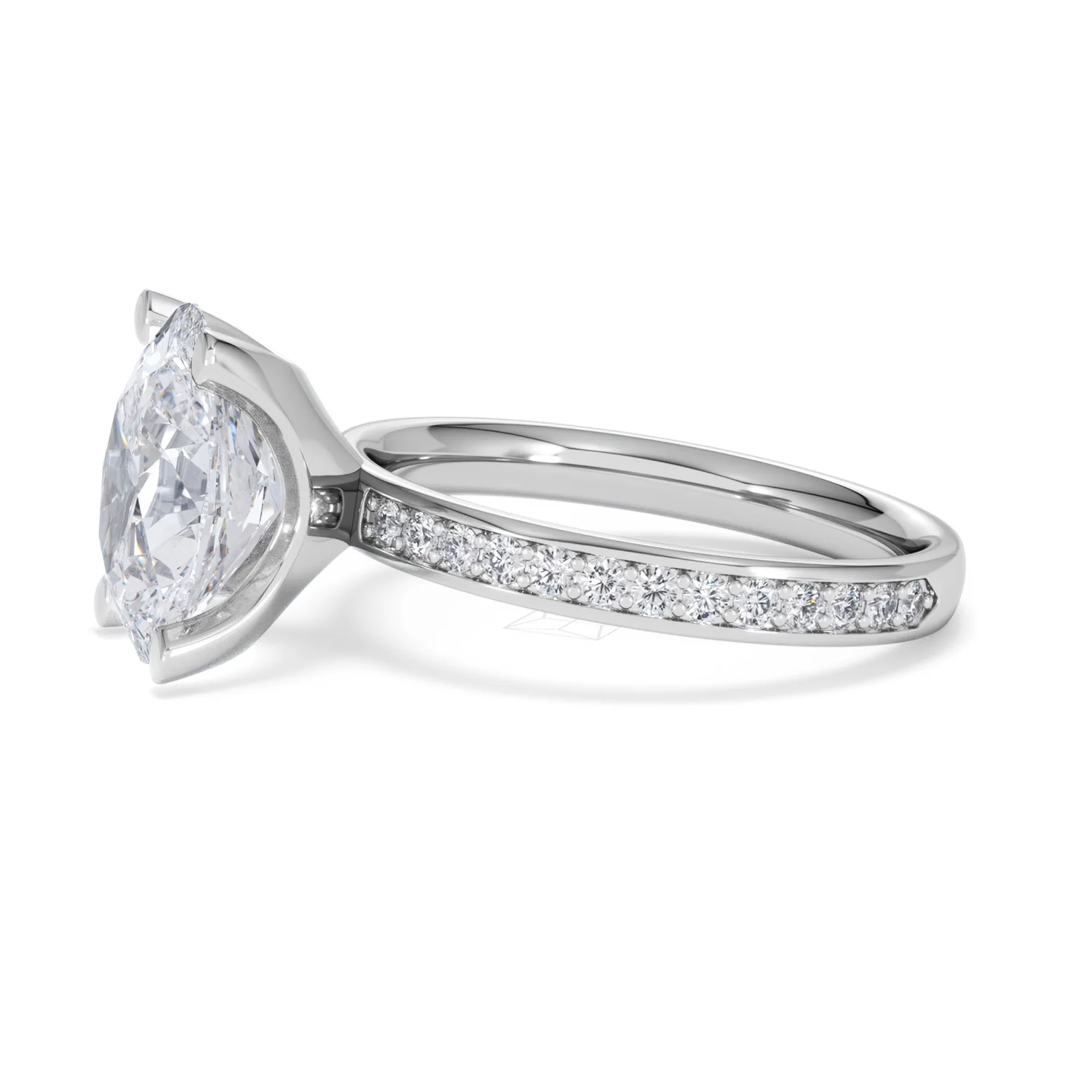 Origin 3.30ct Oval Cut Lab Diamond Solitaire Engagement Ring with Side Stones in 18K White Gold - Image 71