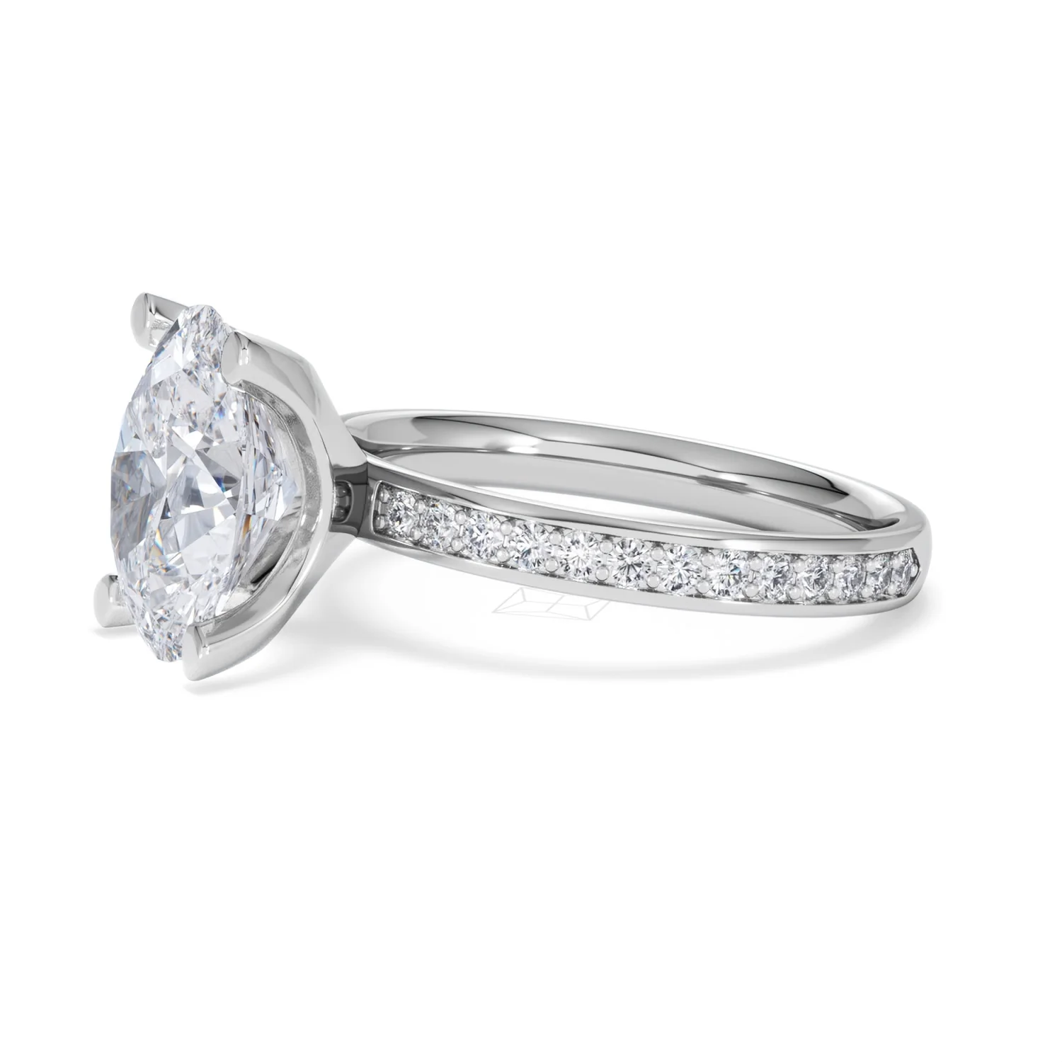 Origin 3.30ct Oval Cut Lab Diamond Solitaire Engagement Ring with Side Stones in 18K White Gold - Image 73