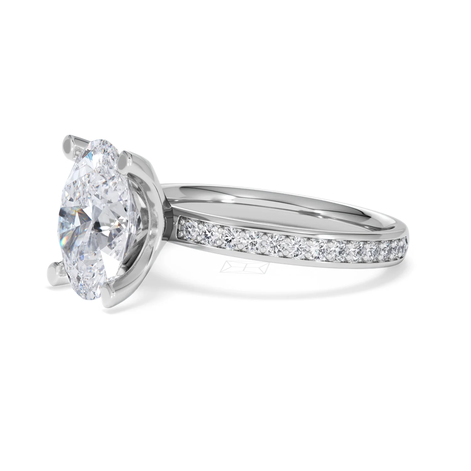 Origin 3.30ct Oval Cut Lab Diamond Solitaire Engagement Ring with Side Stones in 18K White Gold - Image 75