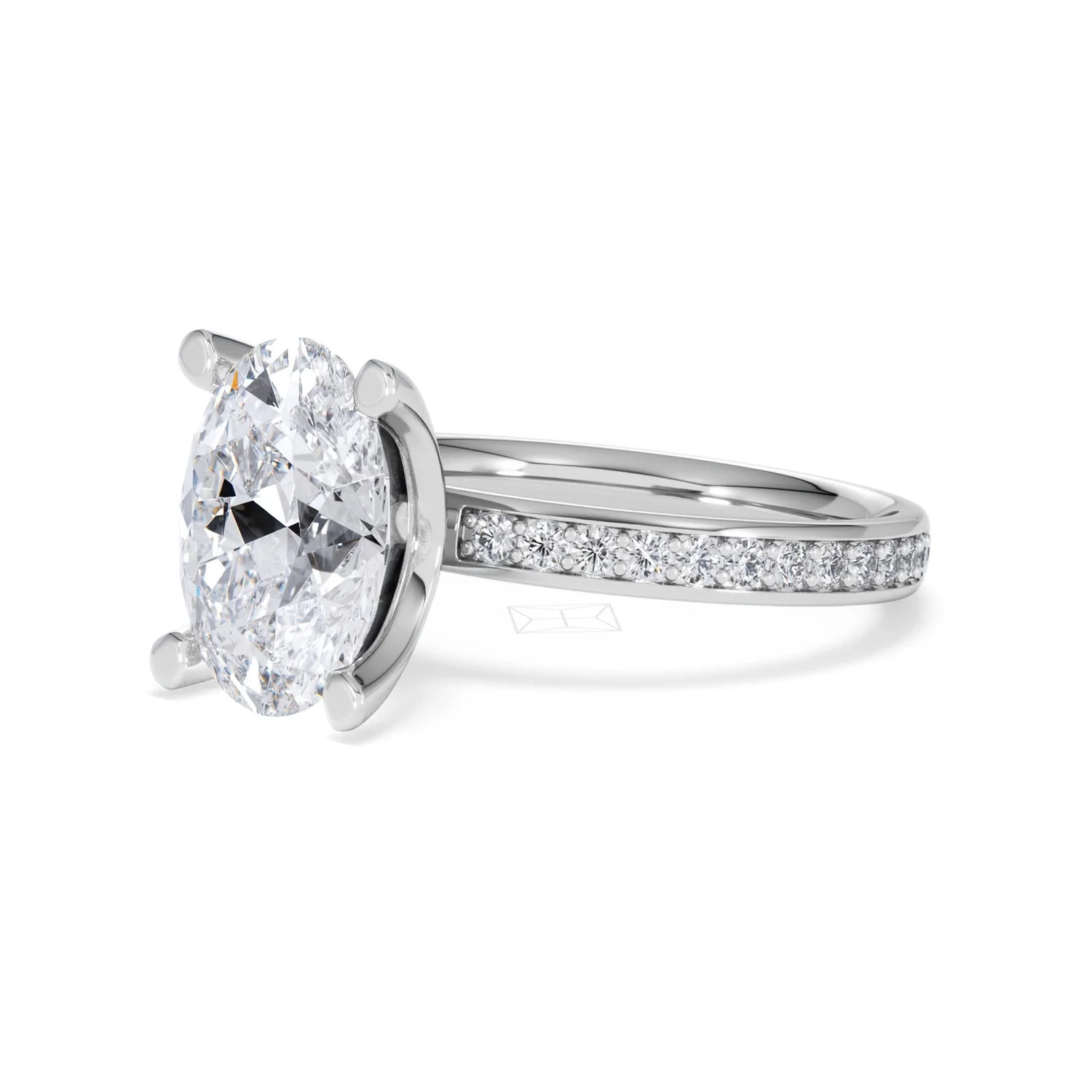 Origin 3.30ct Oval Cut Lab Diamond Solitaire Engagement Ring with Side Stones in 18K White Gold - Image 78