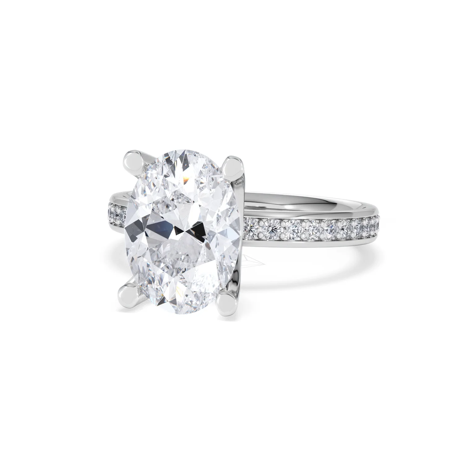 Origin 3.30ct Oval Cut Lab Diamond Solitaire Engagement Ring with Side Stones in 18K White Gold - Image 83