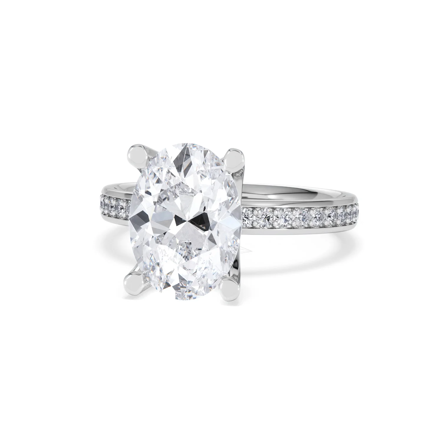 Origin 3.30ct Oval Cut Lab Diamond Solitaire Engagement Ring with Side Stones in 18K White Gold - Image 84