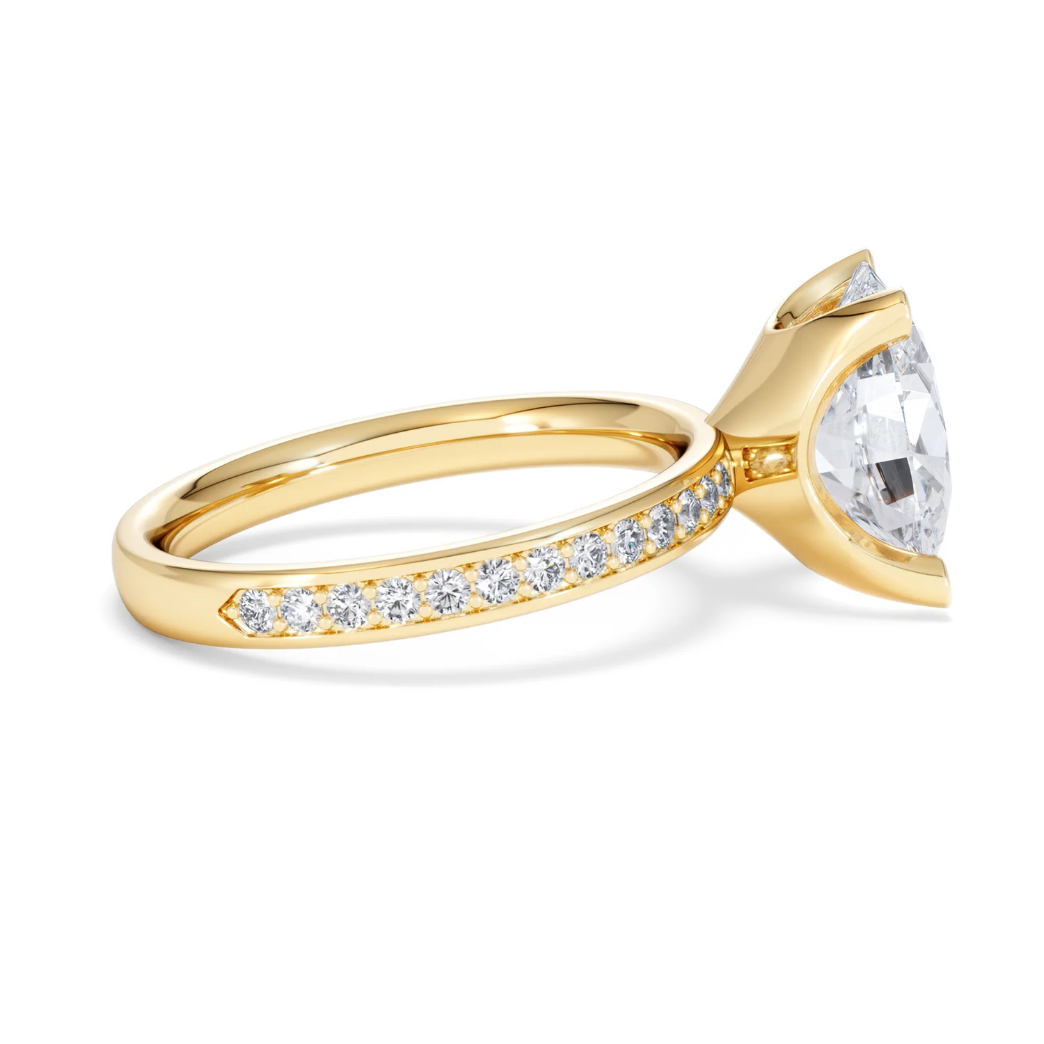 Origin 3.30ct Oval Cut Lab Diamond Solitaire Engagement Ring with Side Stones in 18K Yellow Gold - Image 28