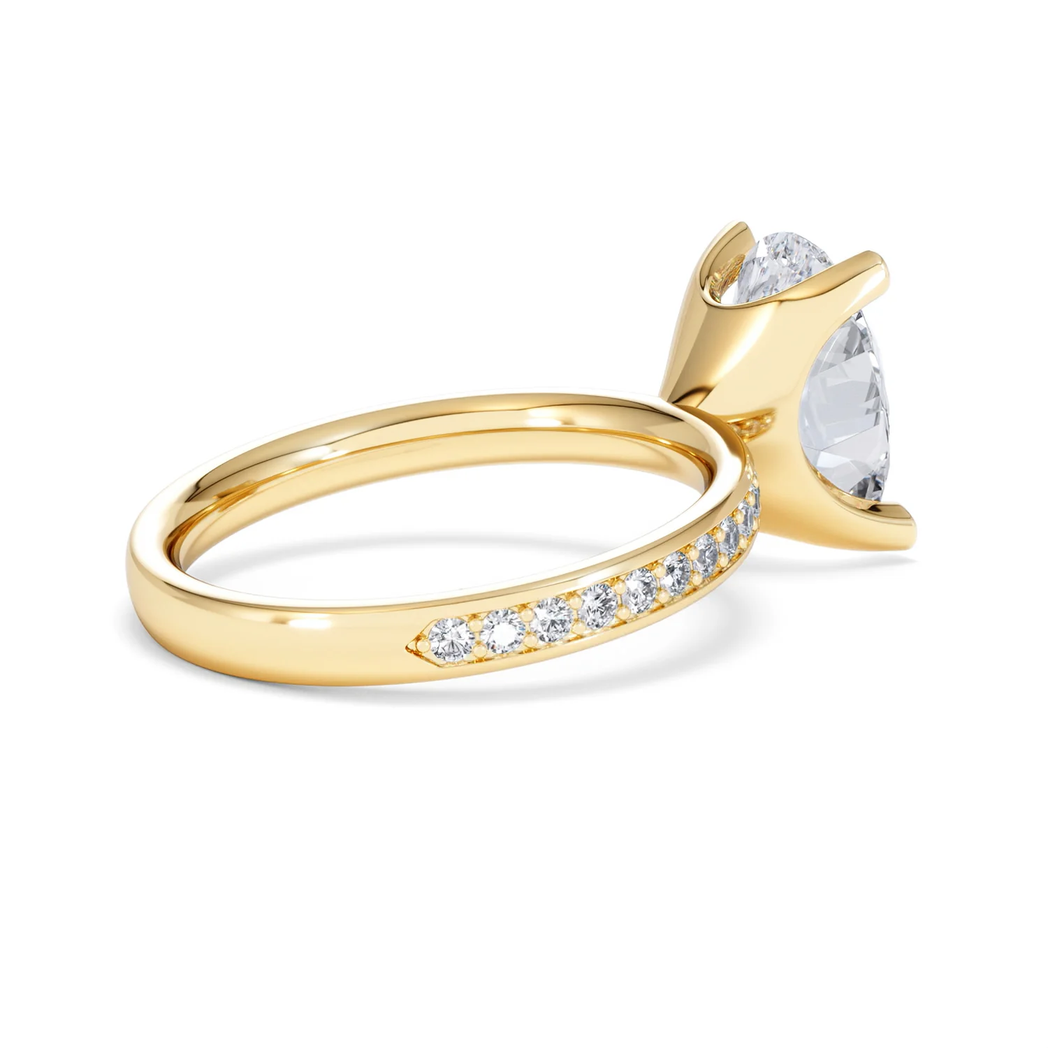 Origin 3.30ct Oval Cut Lab Diamond Solitaire Engagement Ring with Side Stones in 18K Yellow Gold - Image 35