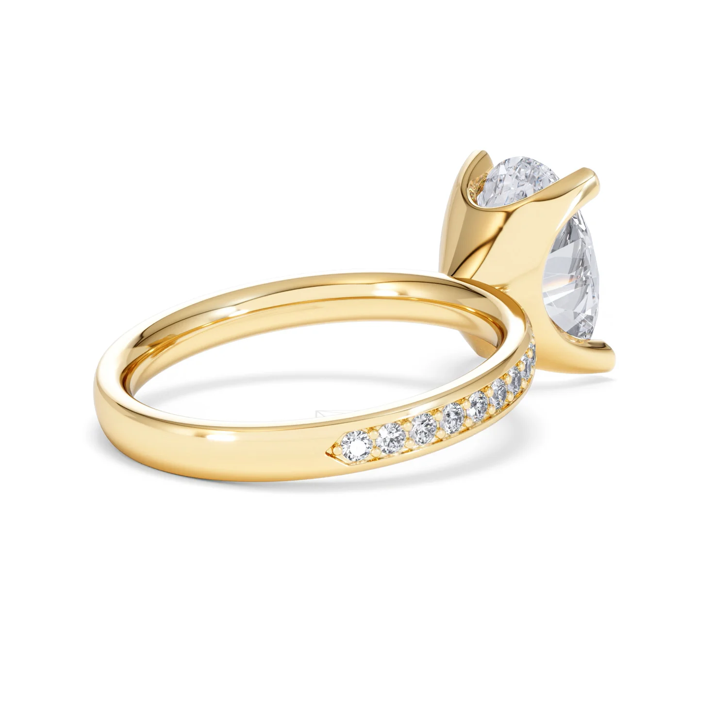 Origin 3.30ct Oval Cut Lab Diamond Solitaire Engagement Ring with Side Stones in 18K Yellow Gold - Image 37