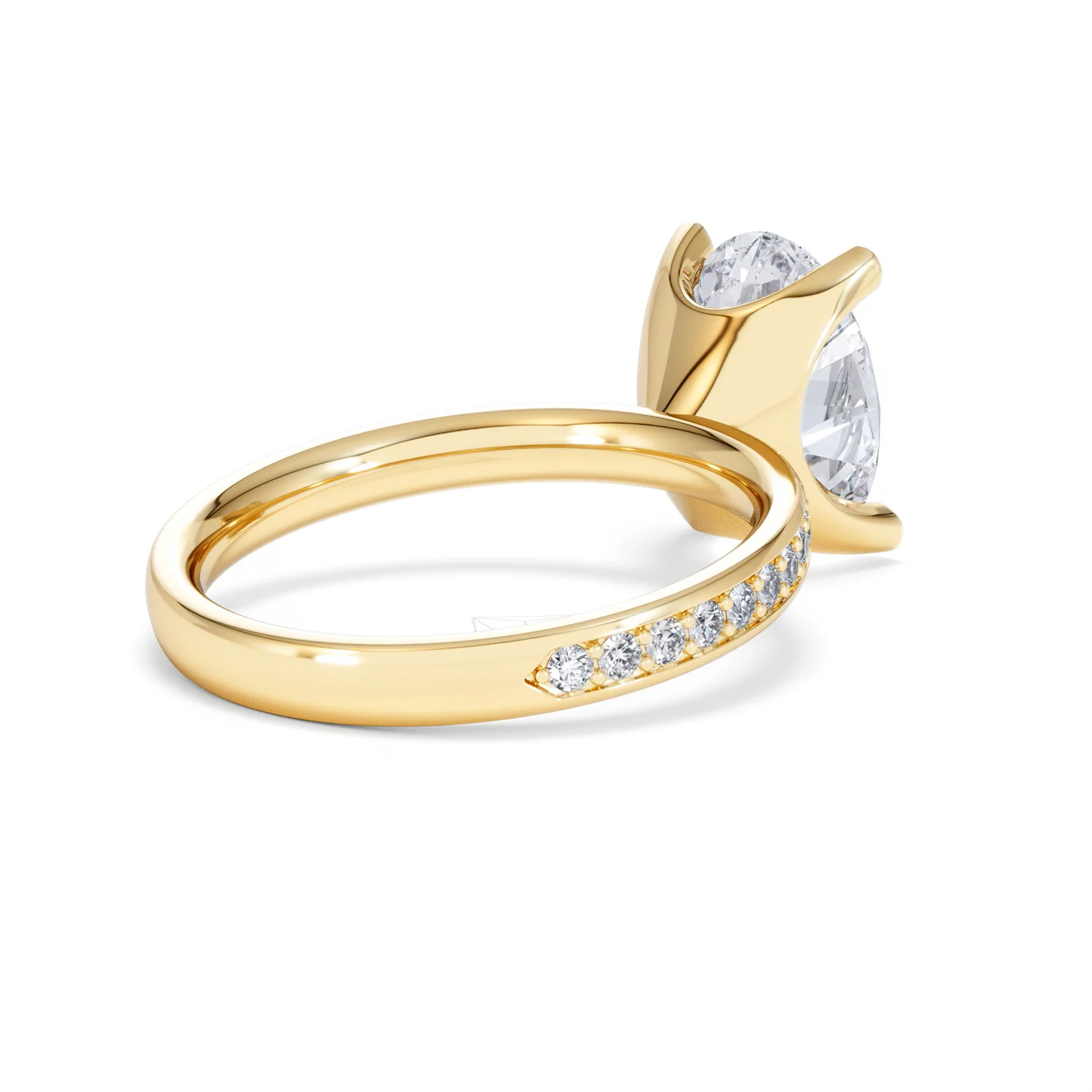 Origin 3.30ct Oval Cut Lab Diamond Solitaire Engagement Ring with Side Stones in 18K Yellow Gold - Image 38