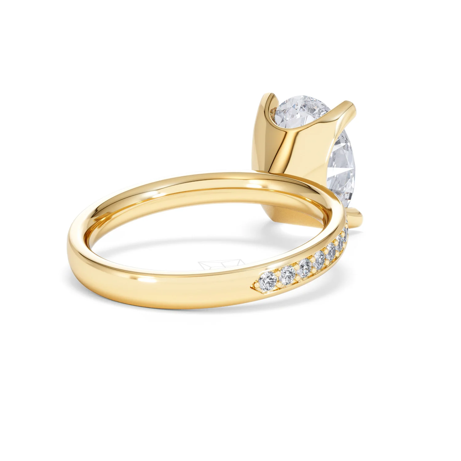 Origin 3.30ct Oval Cut Lab Diamond Solitaire Engagement Ring with Side Stones in 18K Yellow Gold - Image 40