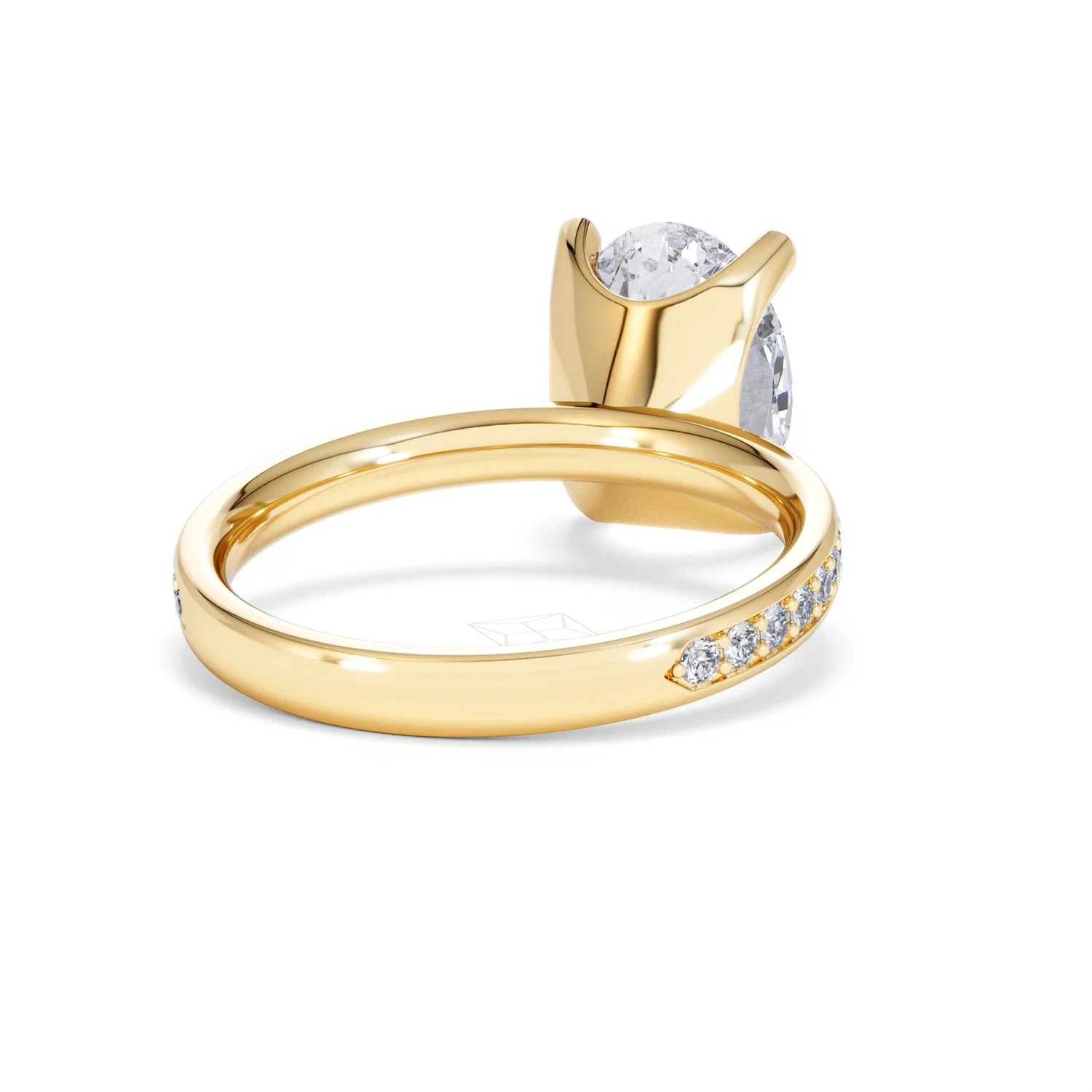 Origin 3.30ct Oval Cut Lab Diamond Solitaire Engagement Ring with Side Stones in 18K Yellow Gold - Image 42