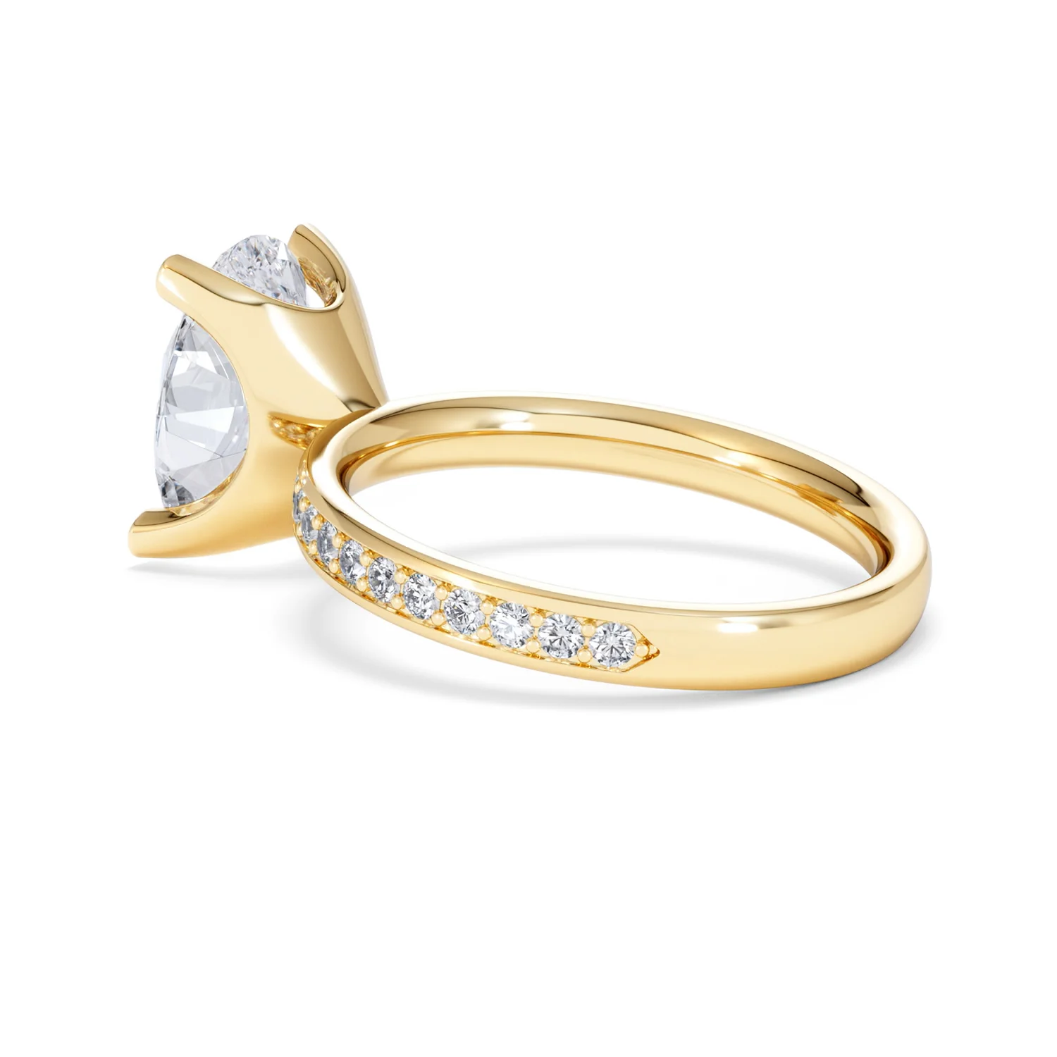 Origin 3.30ct Oval Cut Lab Diamond Solitaire Engagement Ring with Side Stones in 18K Yellow Gold - Image 59