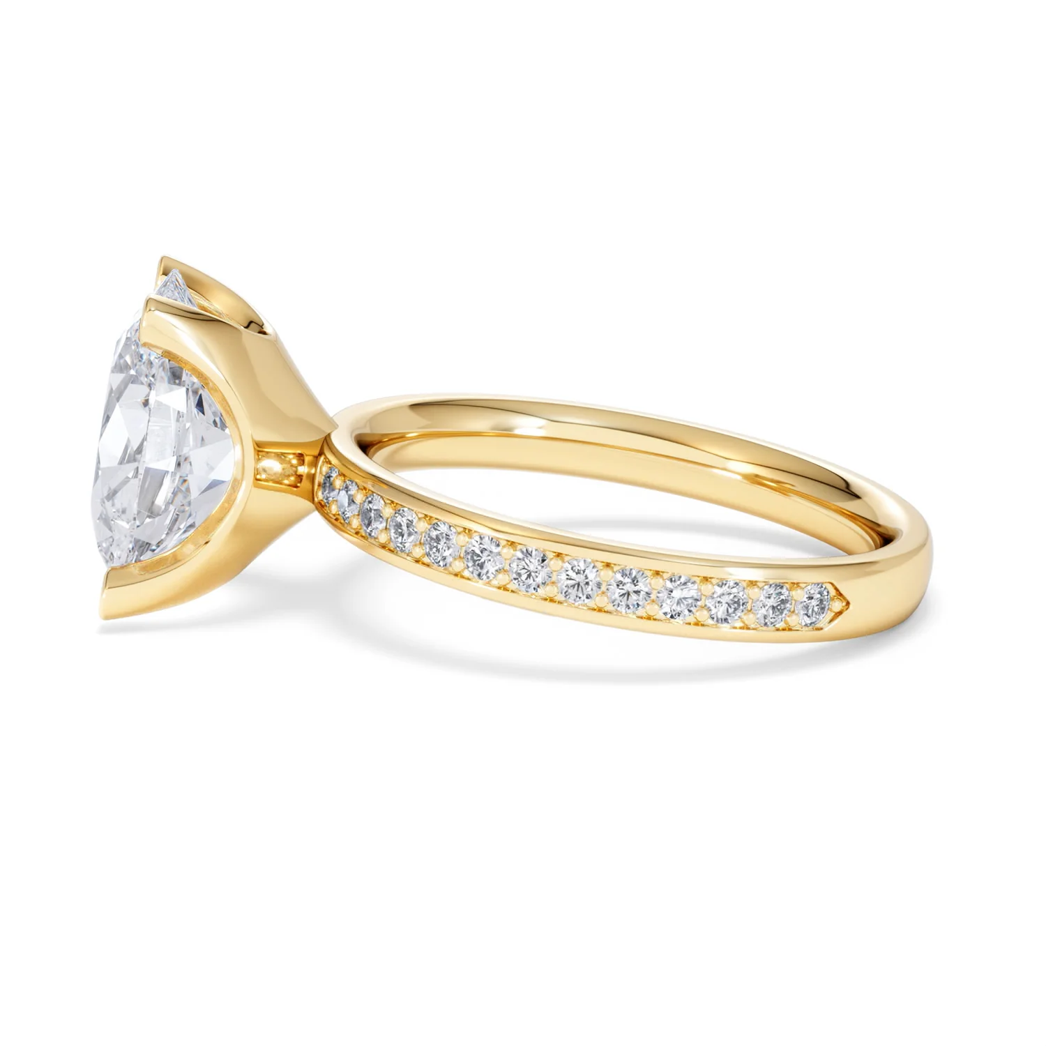Origin 3.30ct Oval Cut Lab Diamond Solitaire Engagement Ring with Side Stones in 18K Yellow Gold - Image 67