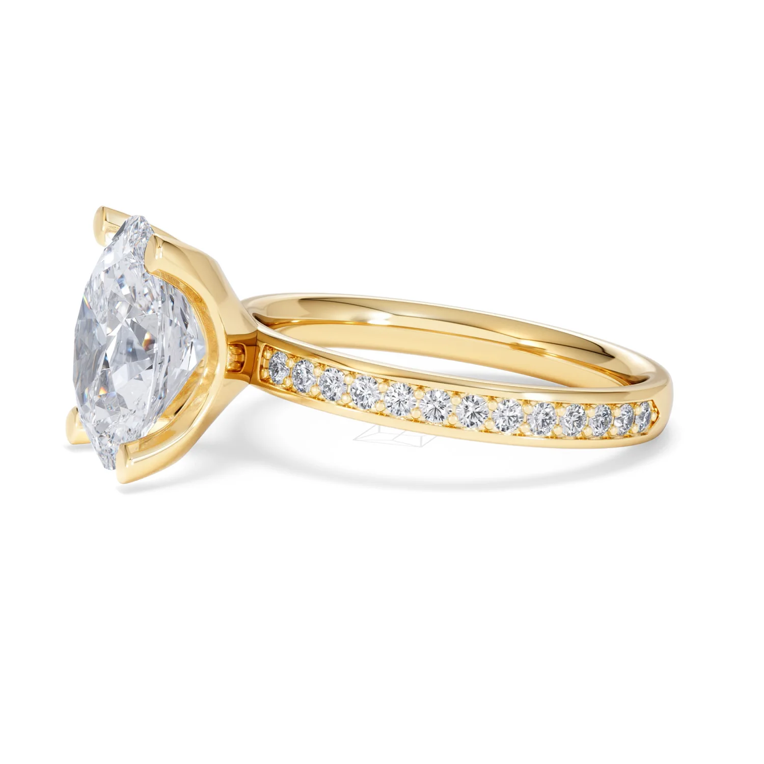 Origin 3.30ct Oval Cut Lab Diamond Solitaire Engagement Ring with Side Stones in 18K Yellow Gold - Image 72