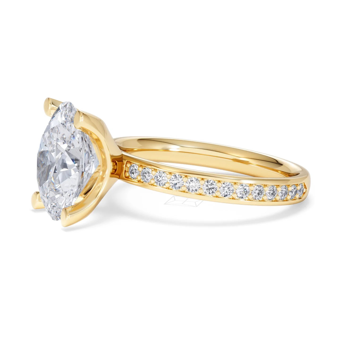Origin 3.30ct Oval Cut Lab Diamond Solitaire Engagement Ring with Side Stones in 18K Yellow Gold - Image 73